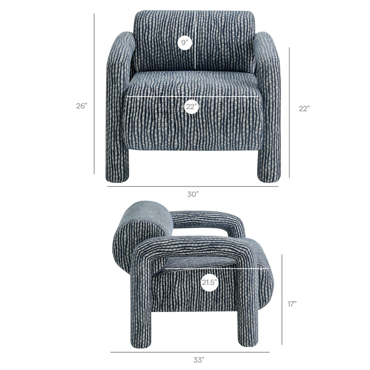 Quill Patterned Woven Fabric Accent Chair