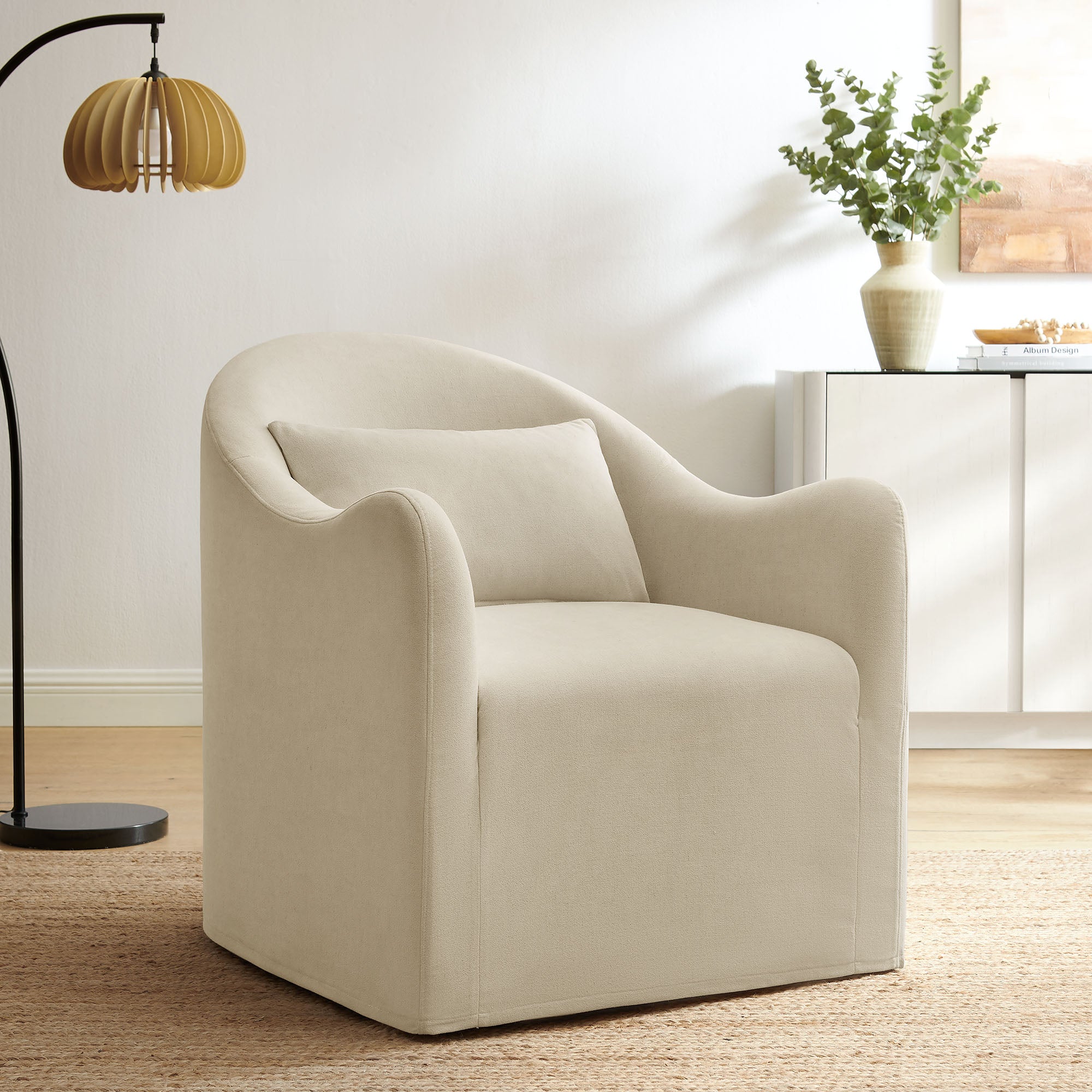Bardot Slipcovered Linen Blend Accent Chair
