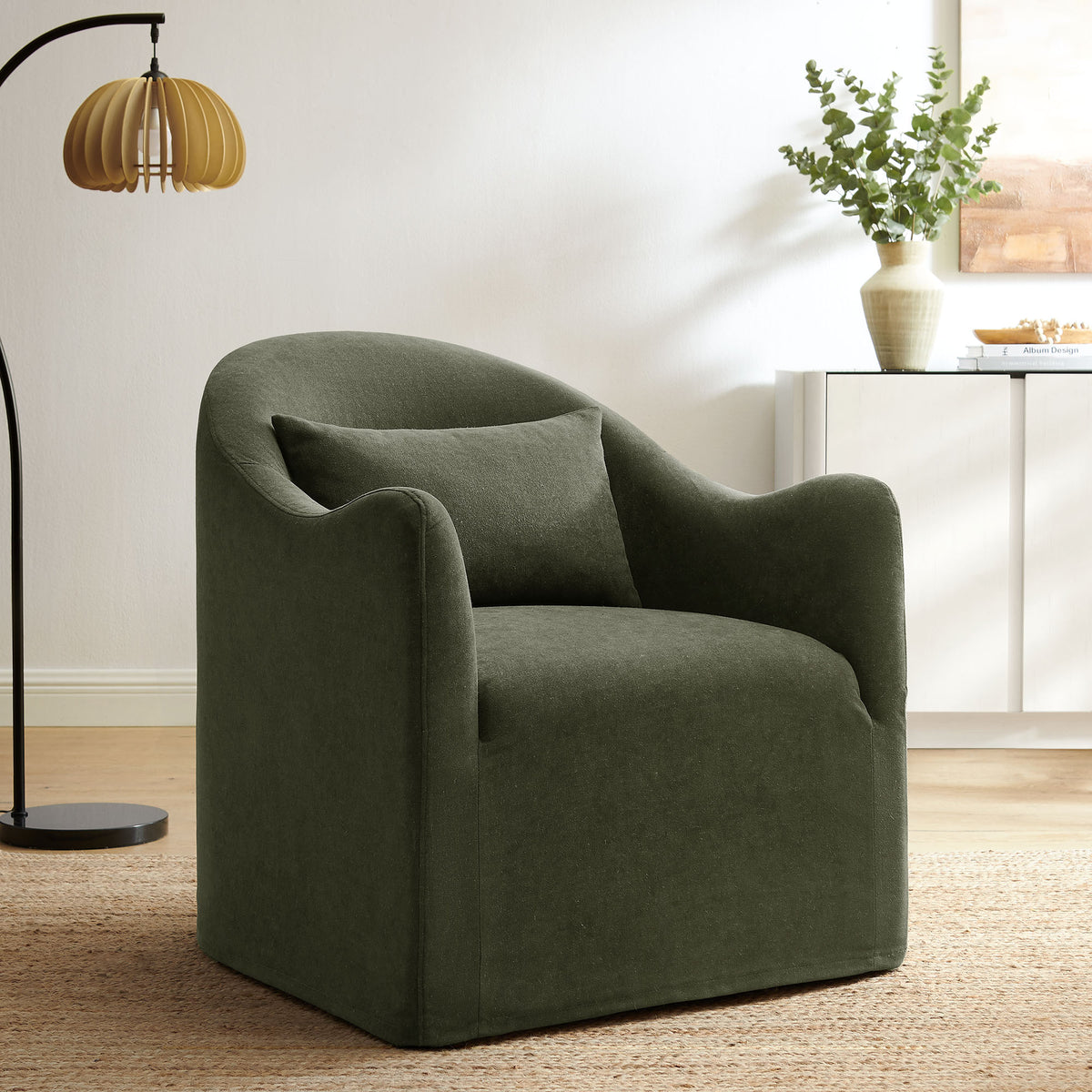 Bardot Slipcovered Linen Blend Accent Chair