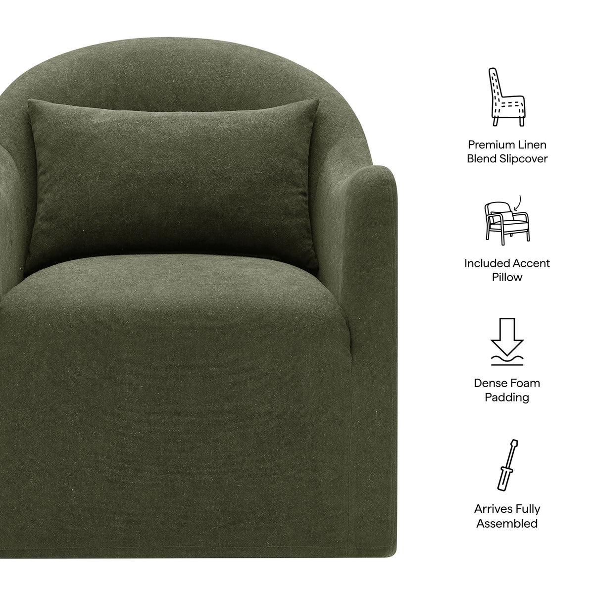 Bardot Slipcovered Linen Blend Accent Chair