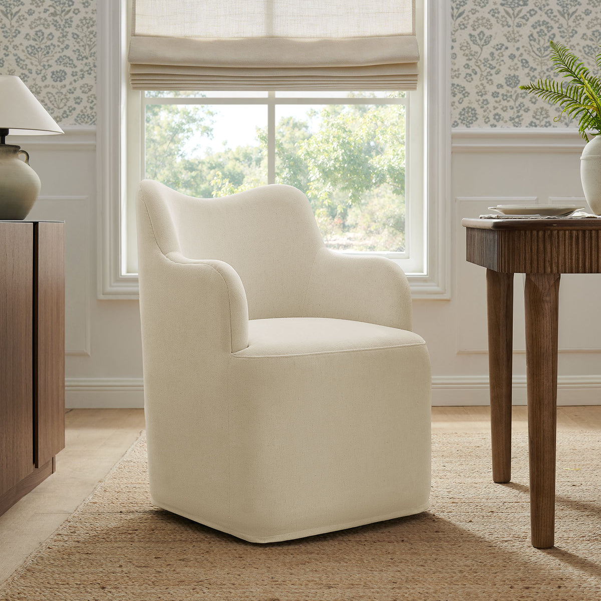 Cordelle Linen Blend Swivel Dining Chair