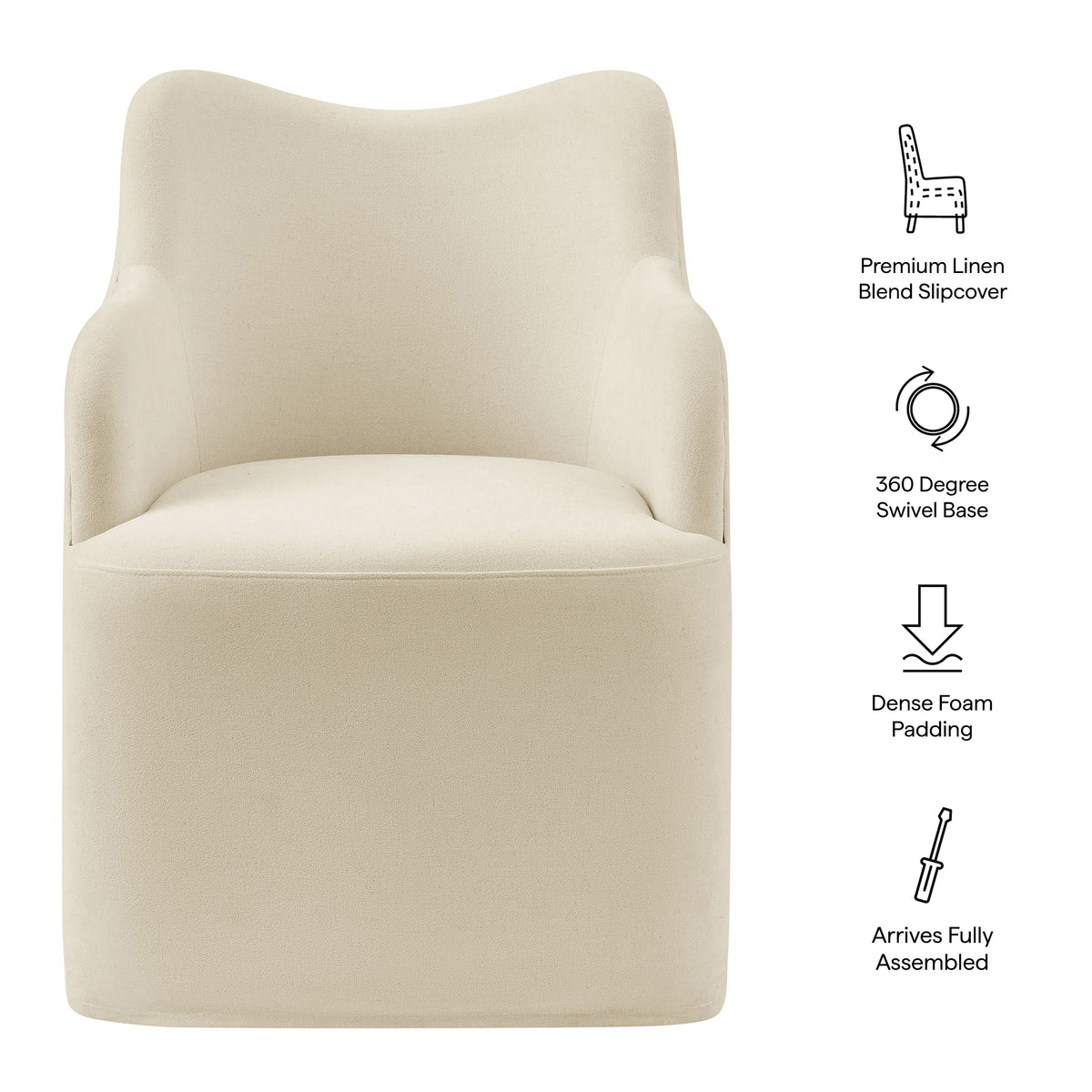 Cordelle Linen Blend Swivel Dining Chair