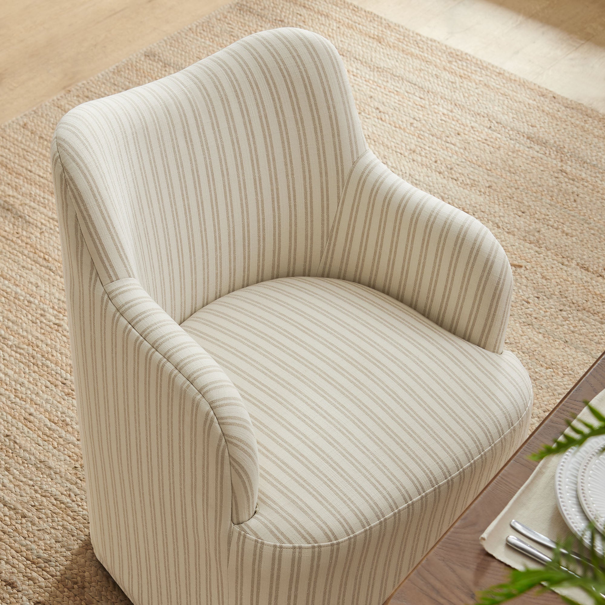 Cordelle Linen Blend Swivel Dining Chair