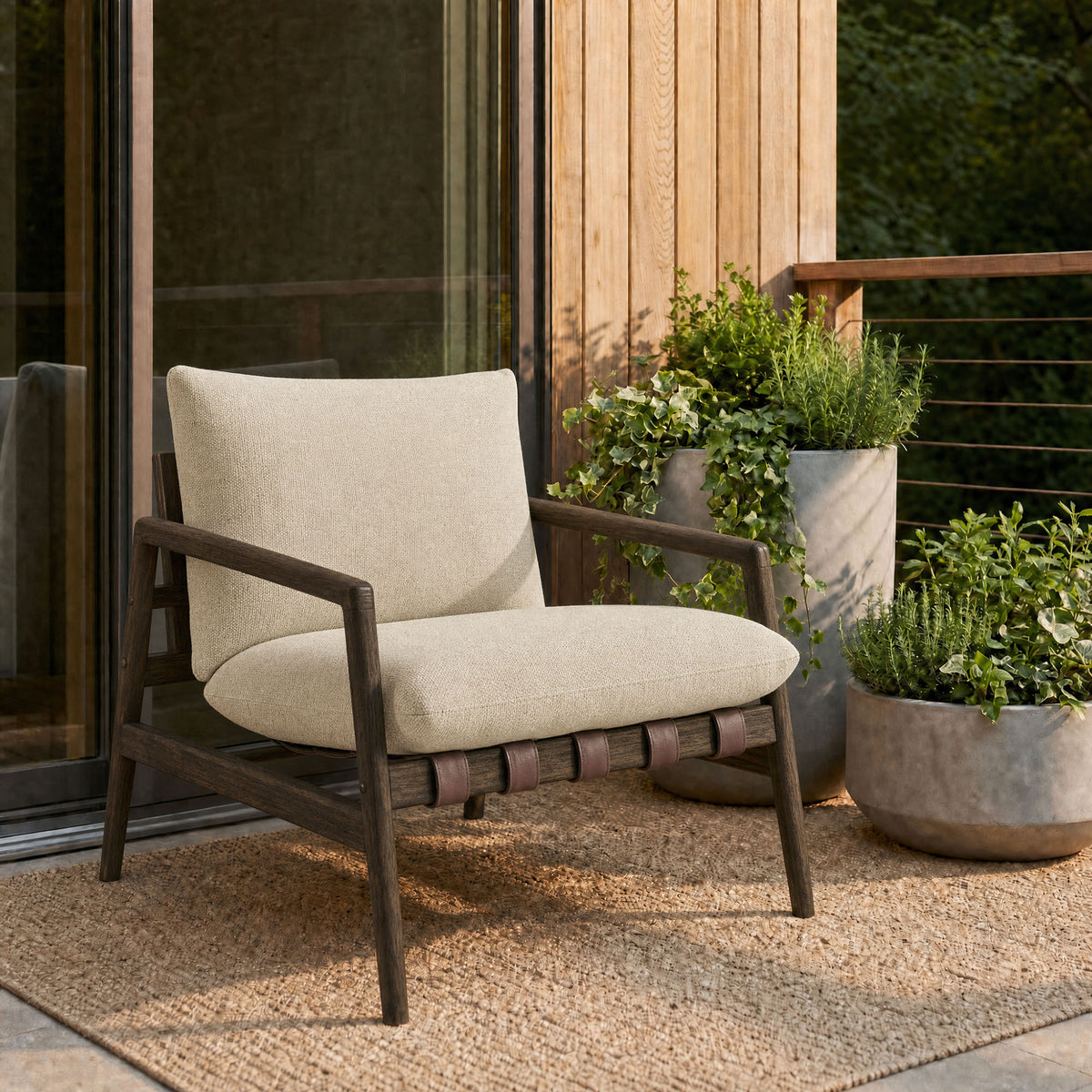 Nomi Outdoor Patio Teak Wood Sling Chair