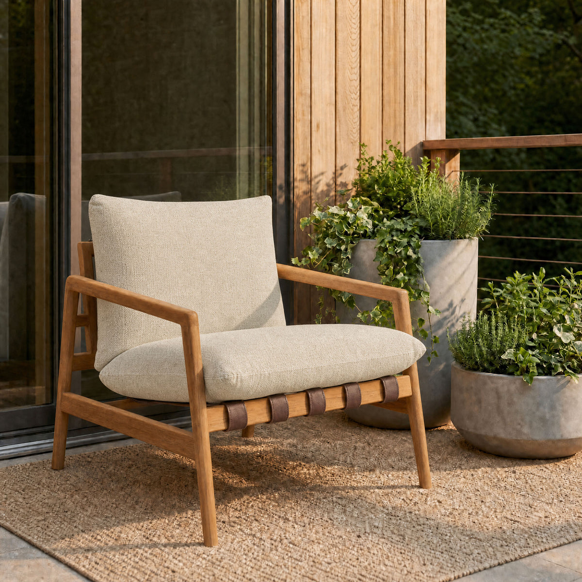 Nomi Outdoor Patio Teak Wood Sling Chair