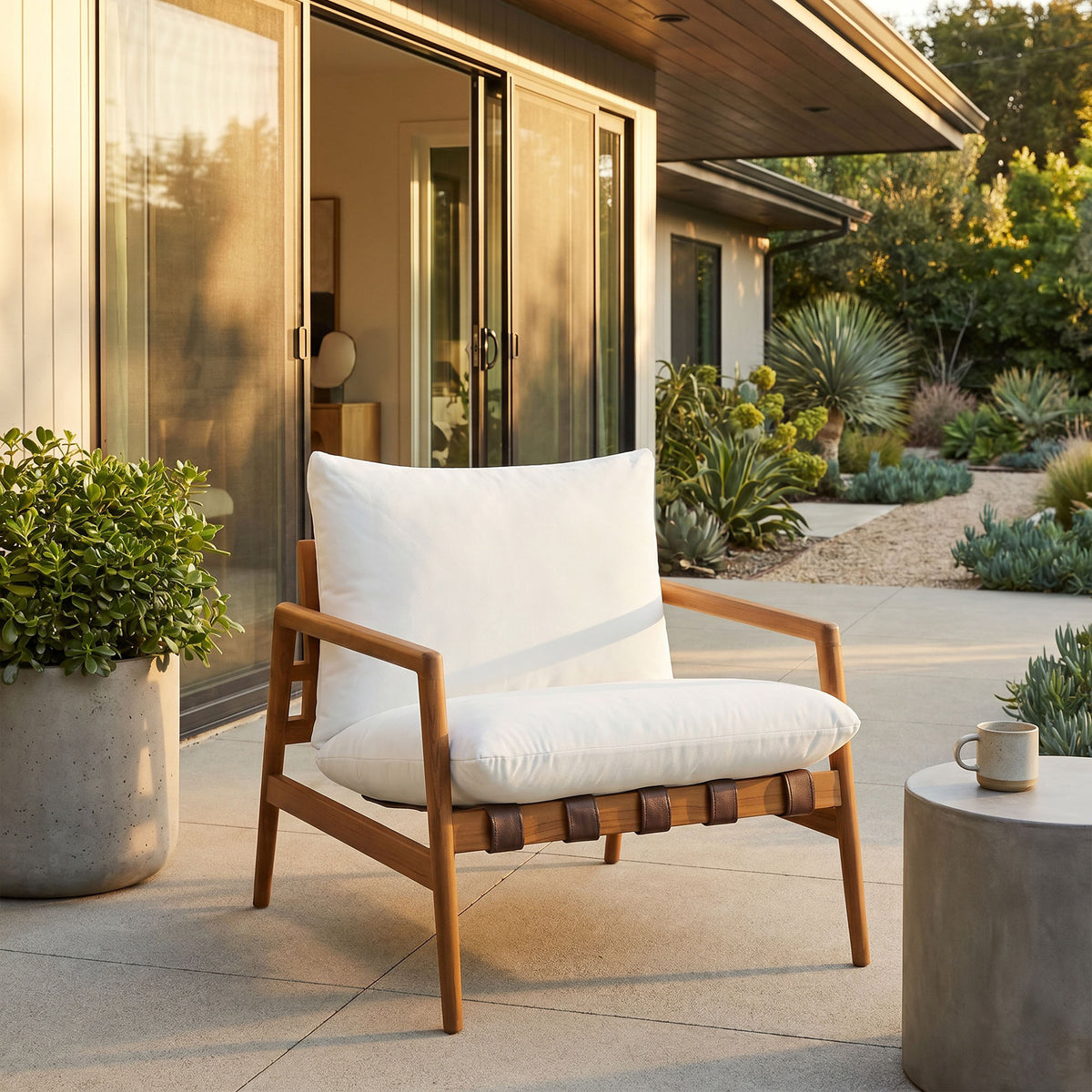Nomi Outdoor Patio Teak Wood Sling Chair