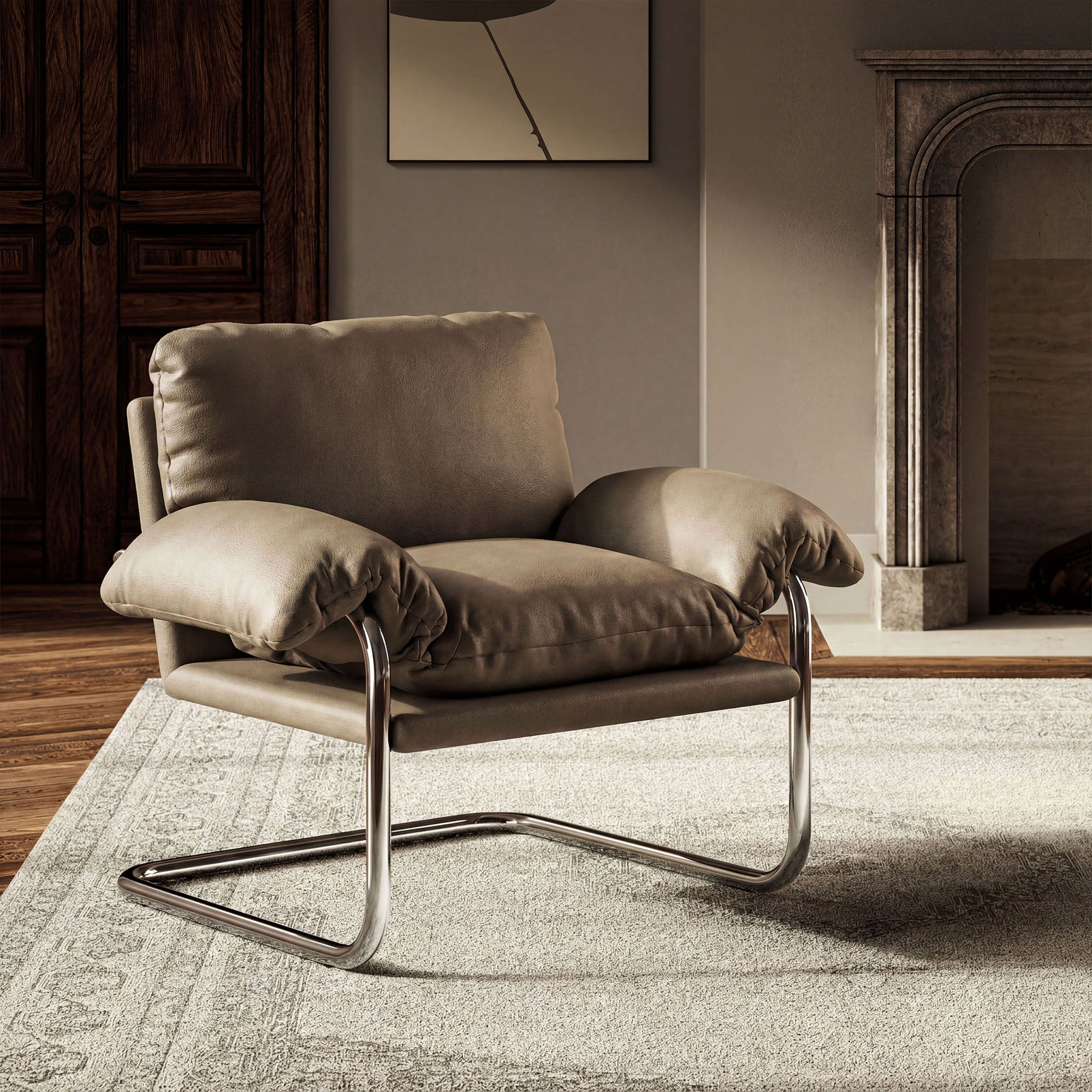 Ansel Vegan Leather Accent Chair