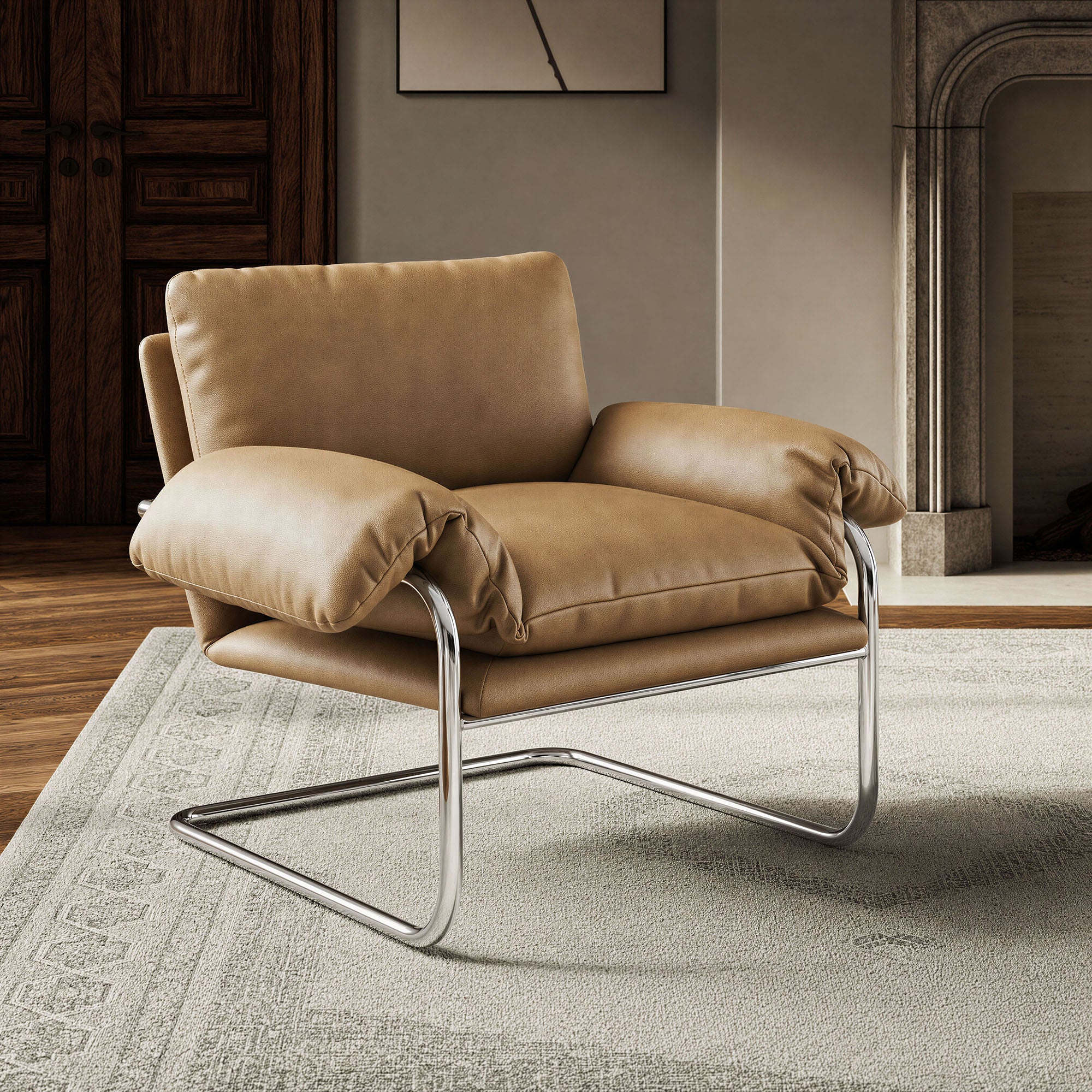 Ansel Vegan Leather Accent Chair
