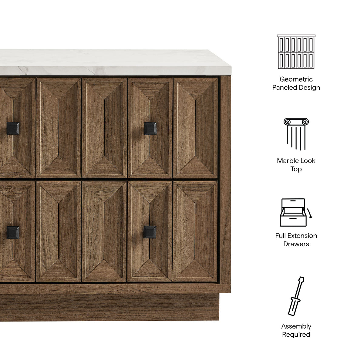 Mabry 23 Inch Geometric Faceted Two Drawer Nightstand