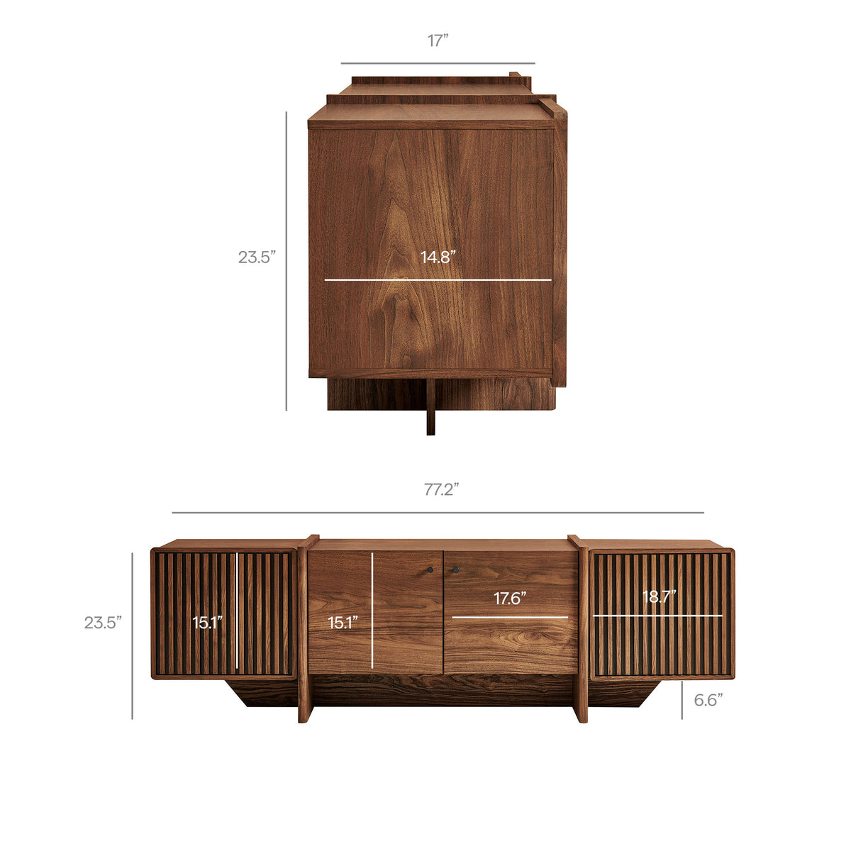 Yarrow 77 Inch Fluted Four Door TV Stand