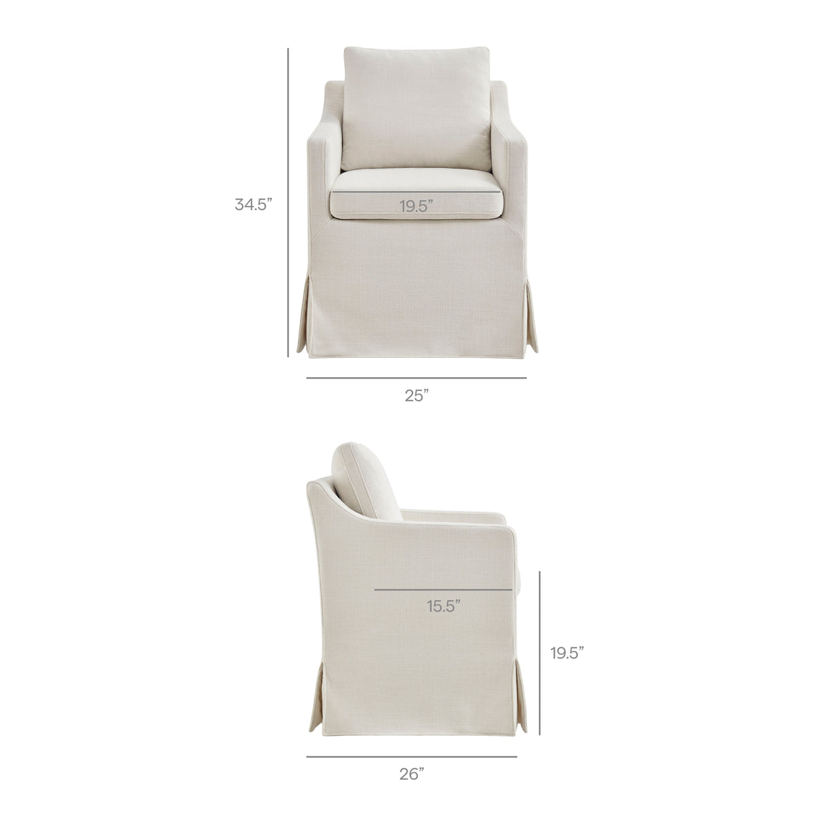 Serene Slipcovered Performance Fabric Dining Armchair