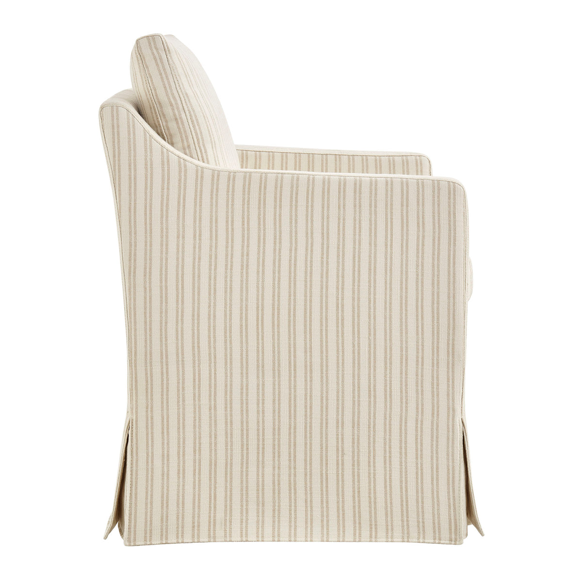 Serene Slipcovered Striped Fabric Dining Armchair