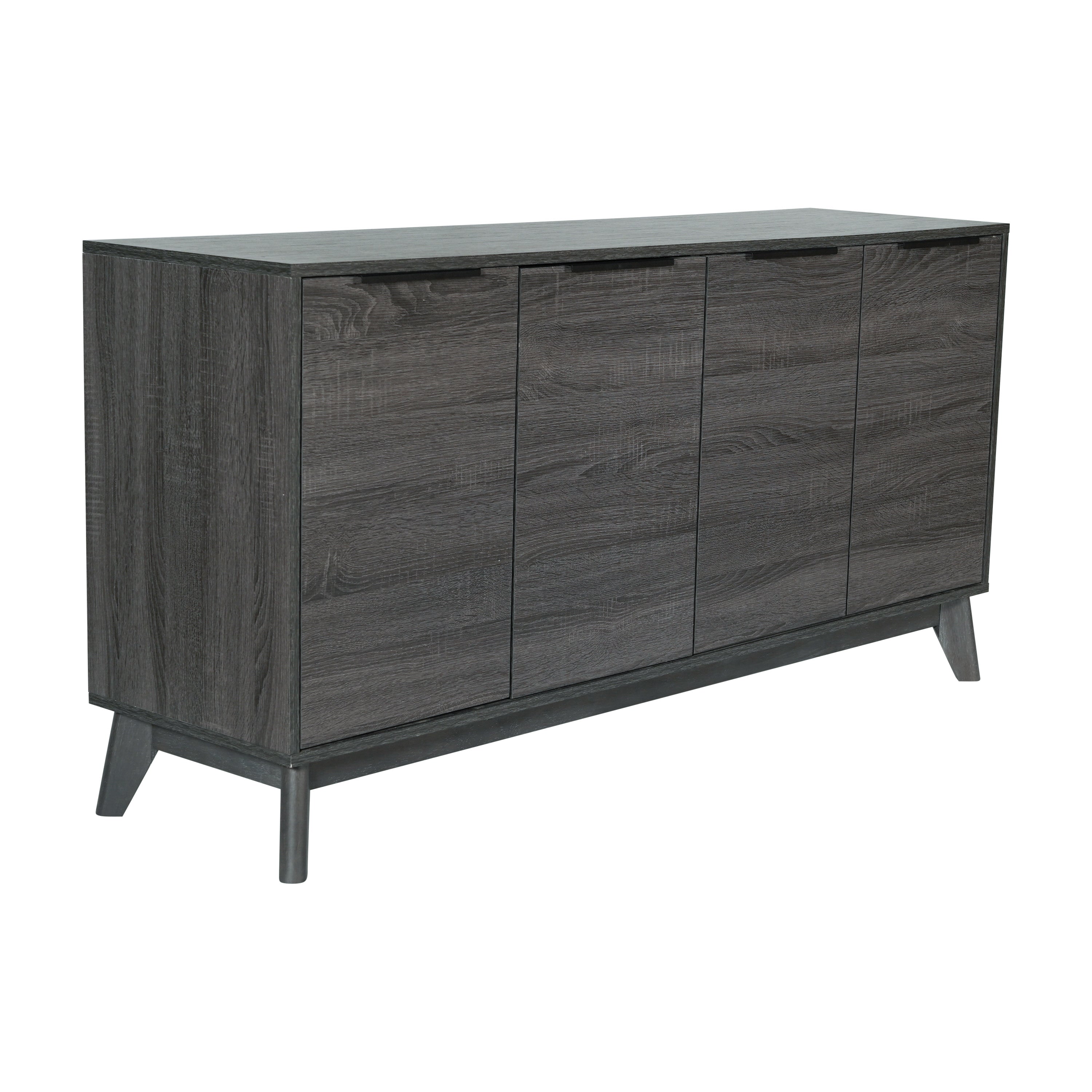 Hatfield Mid-Century Modern 4 Door Storage Buffet Sideboard, 4 Soft Close Doors, Adjustable Shelves, TV Stand for up to 64" TV's