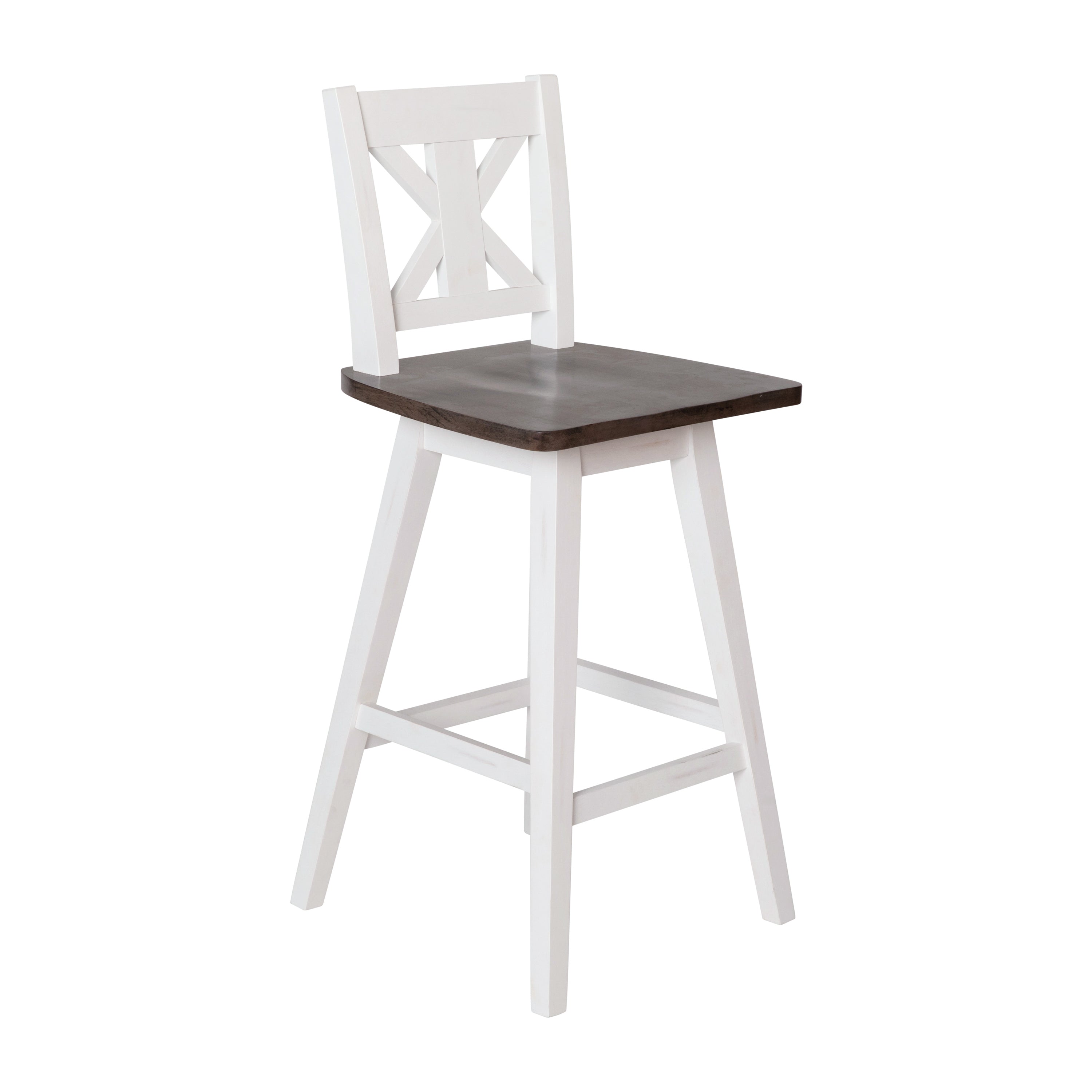 Gwendolyn Solid Wood Modern Farmhouse Swivel Bar Height Barstool