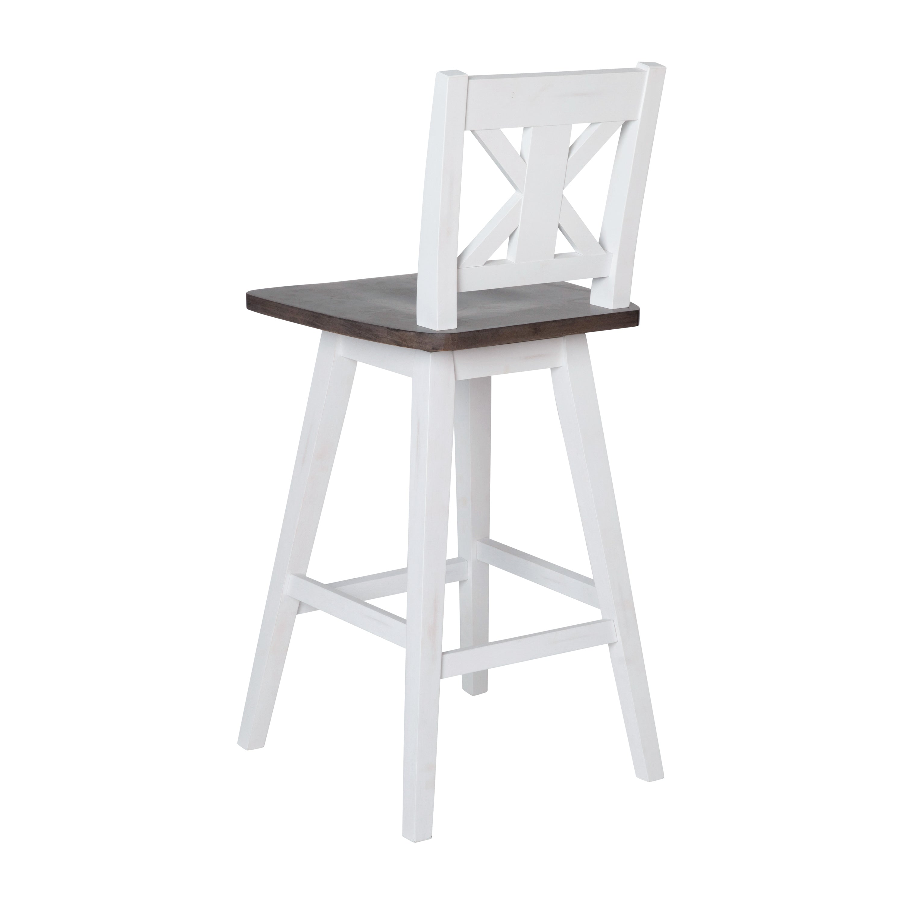 Gwendolyn Solid Wood Modern Farmhouse Swivel Bar Height Barstool