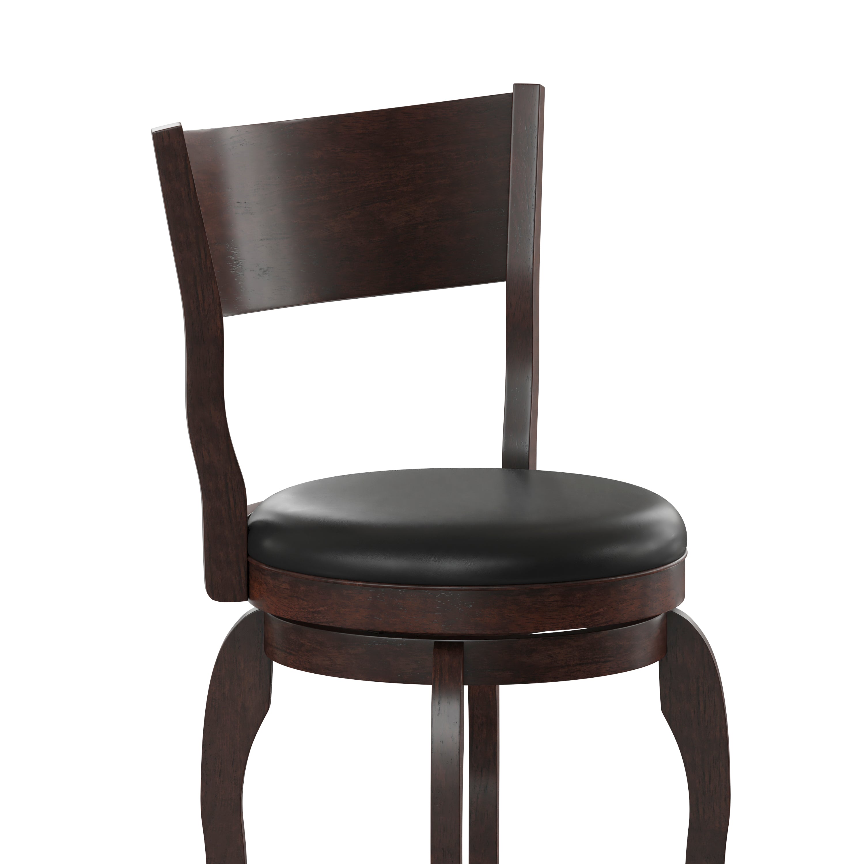 Nichola Classic Open Back Swivel Counter Height Pub Barstool with Bowed Wooden Frame and Padded, Uphosltered Seat