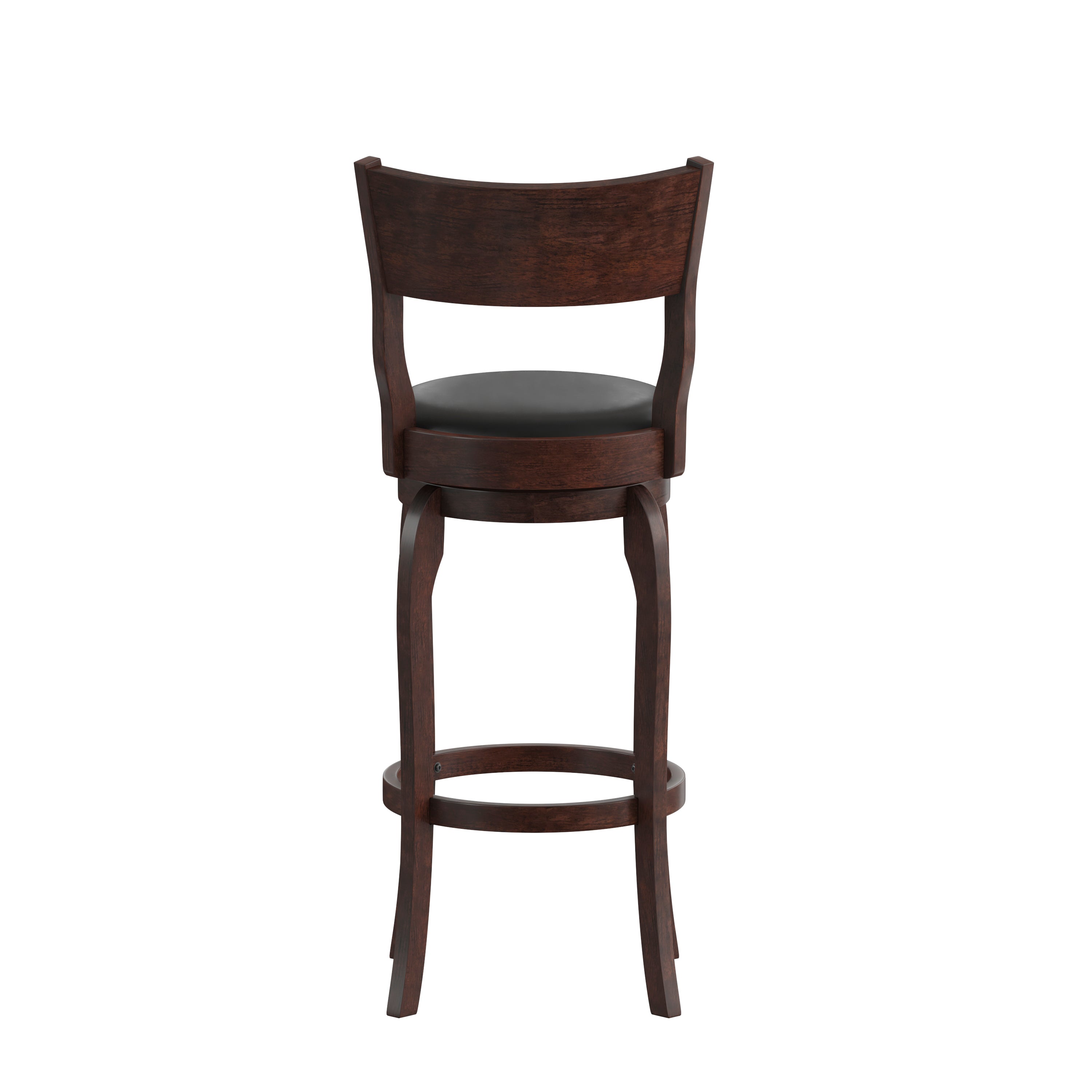 Nichola Classic Open Back Swivel Bar Height Pub Barstool with Bowed Wooden Frame and Padded, Uphosltered Seat