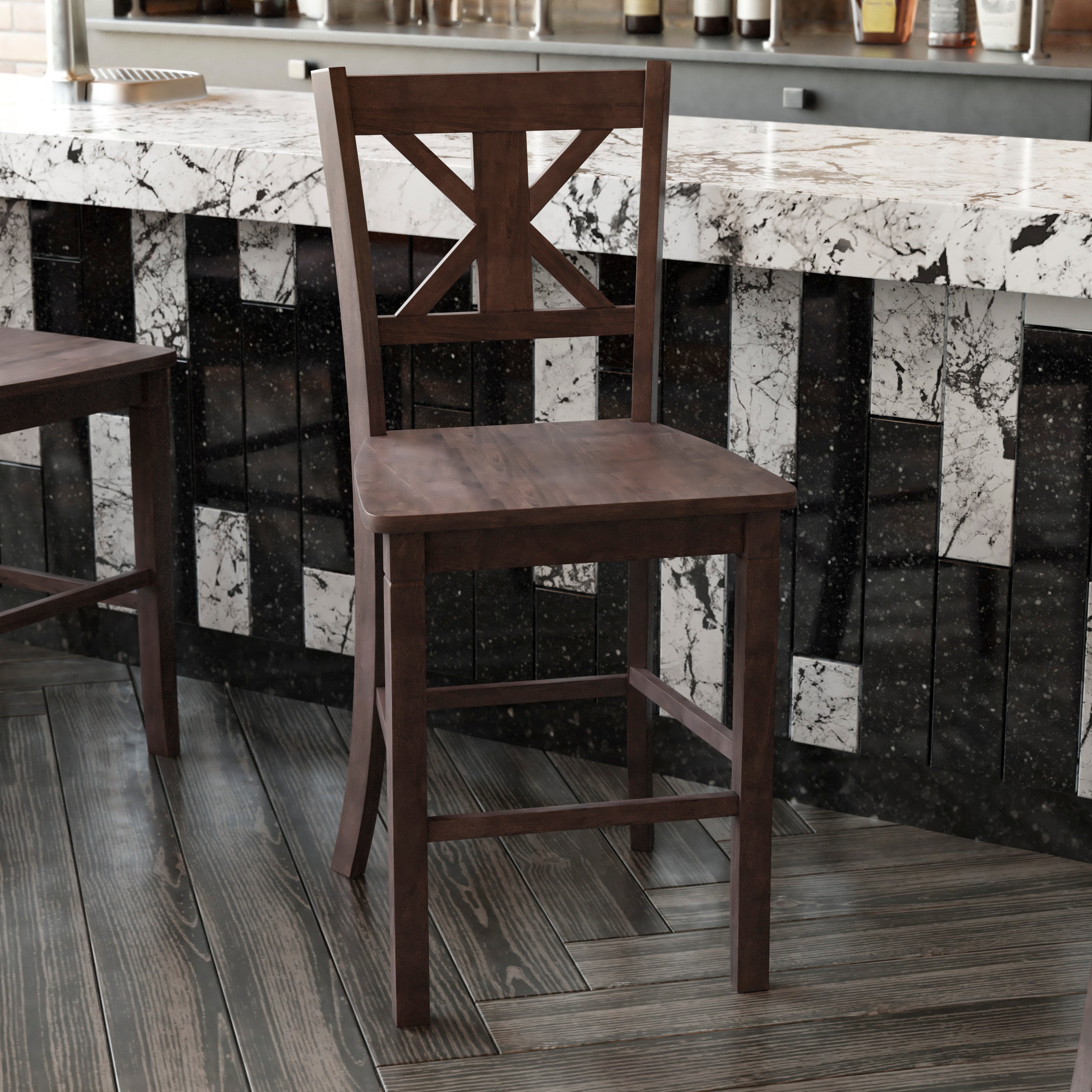 Gwendolyn Set of 2 Solid Wood Modern Farmhouse Counter Height Barstool
