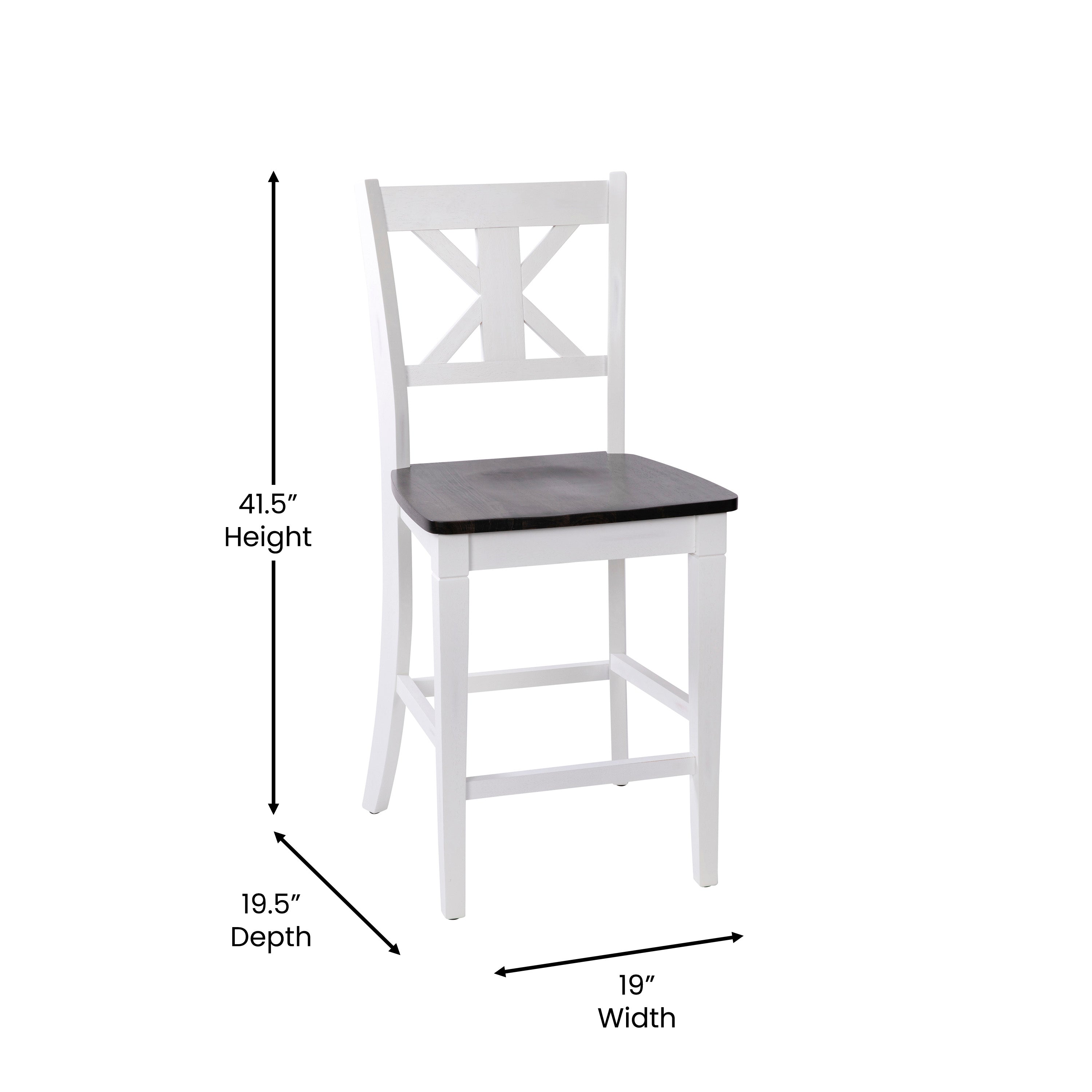 Gwendolyn Set of 2 Solid Wood Modern Farmhouse Counter Height Barstool