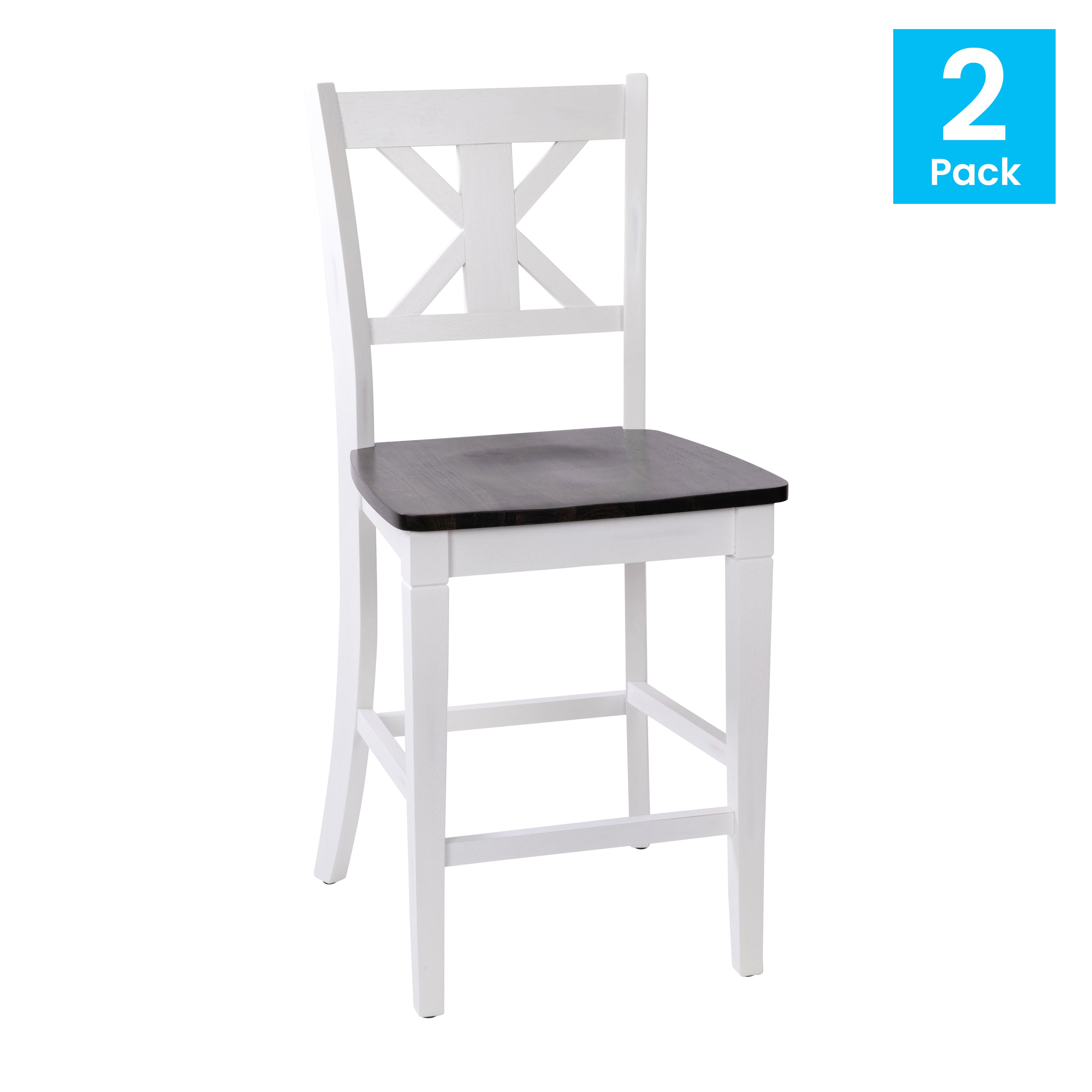 Gwendolyn Set of 2 Solid Wood Modern Farmhouse Counter Height Barstool