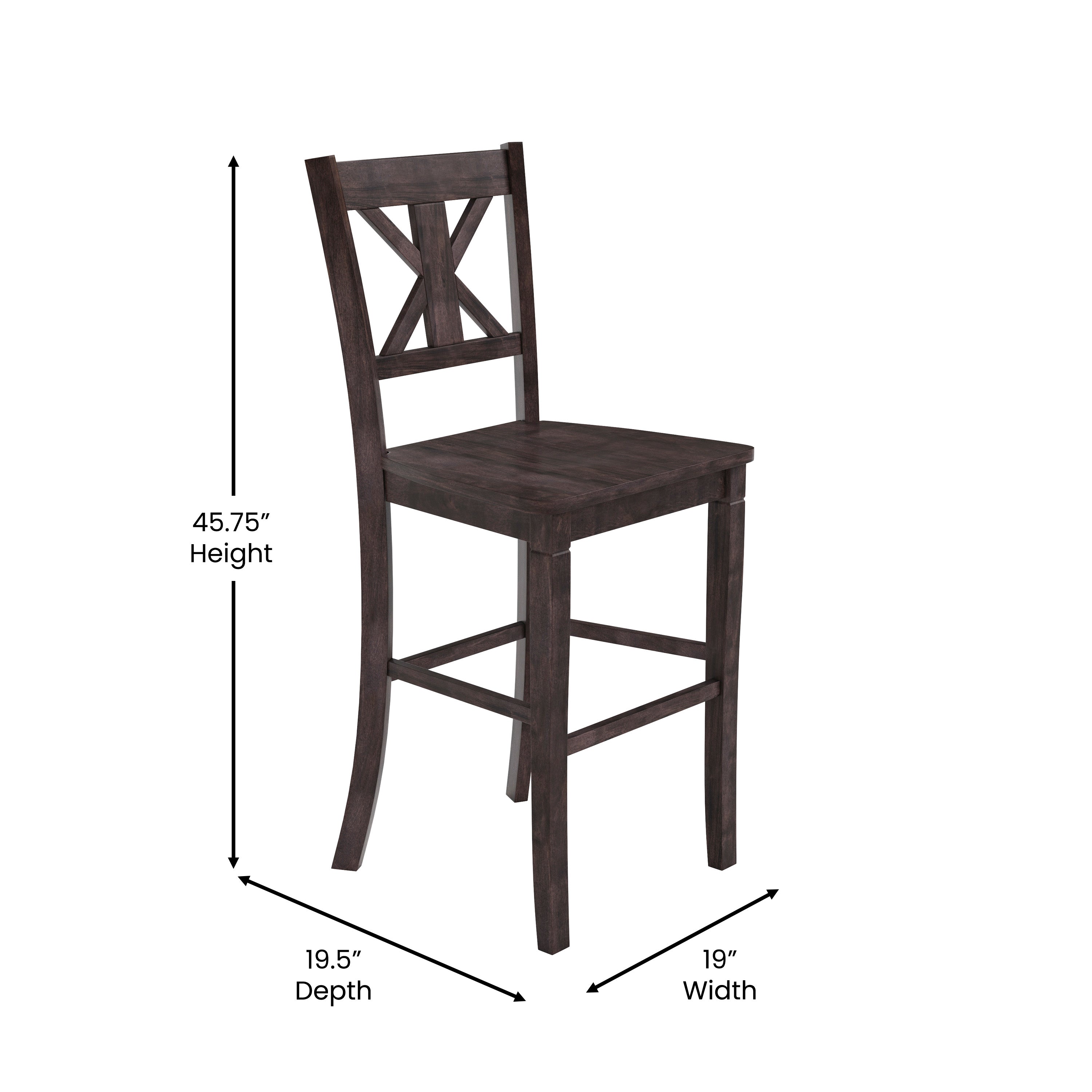 Gwendolyn Set of 2 Solid Wood Modern Farmhouse Counter Height Barstool