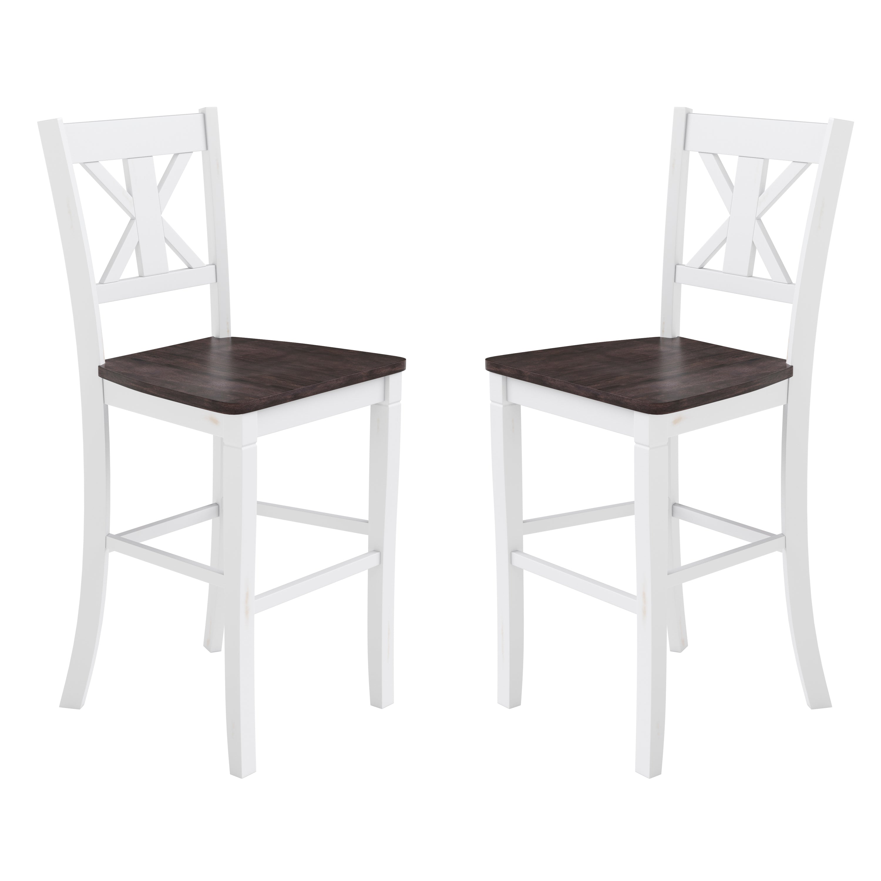 Gwendolyn Set of 2 Solid Wood Modern Farmhouse Counter Height Barstool