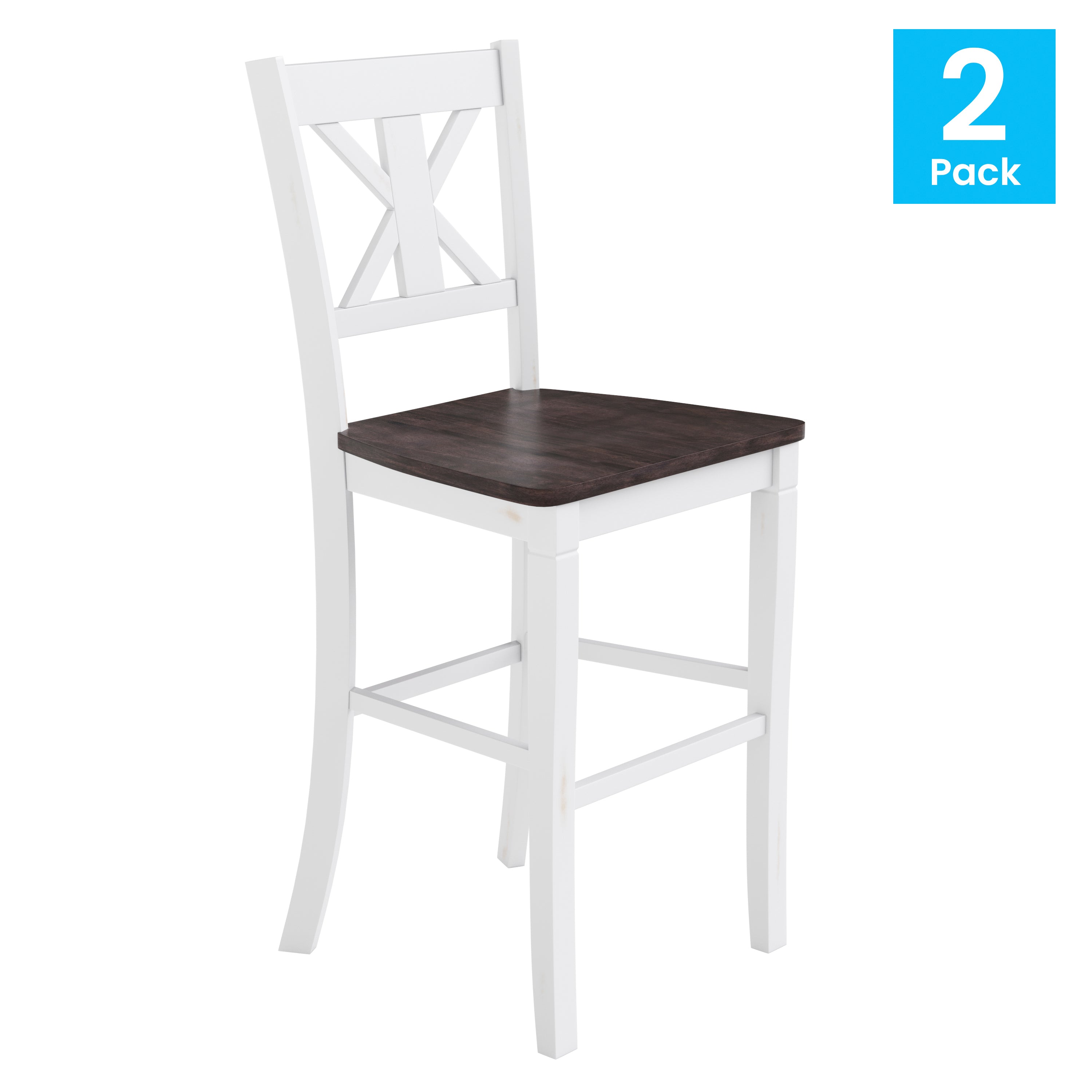 Gwendolyn Set of 2 Solid Wood Modern Farmhouse Counter Height Barstool