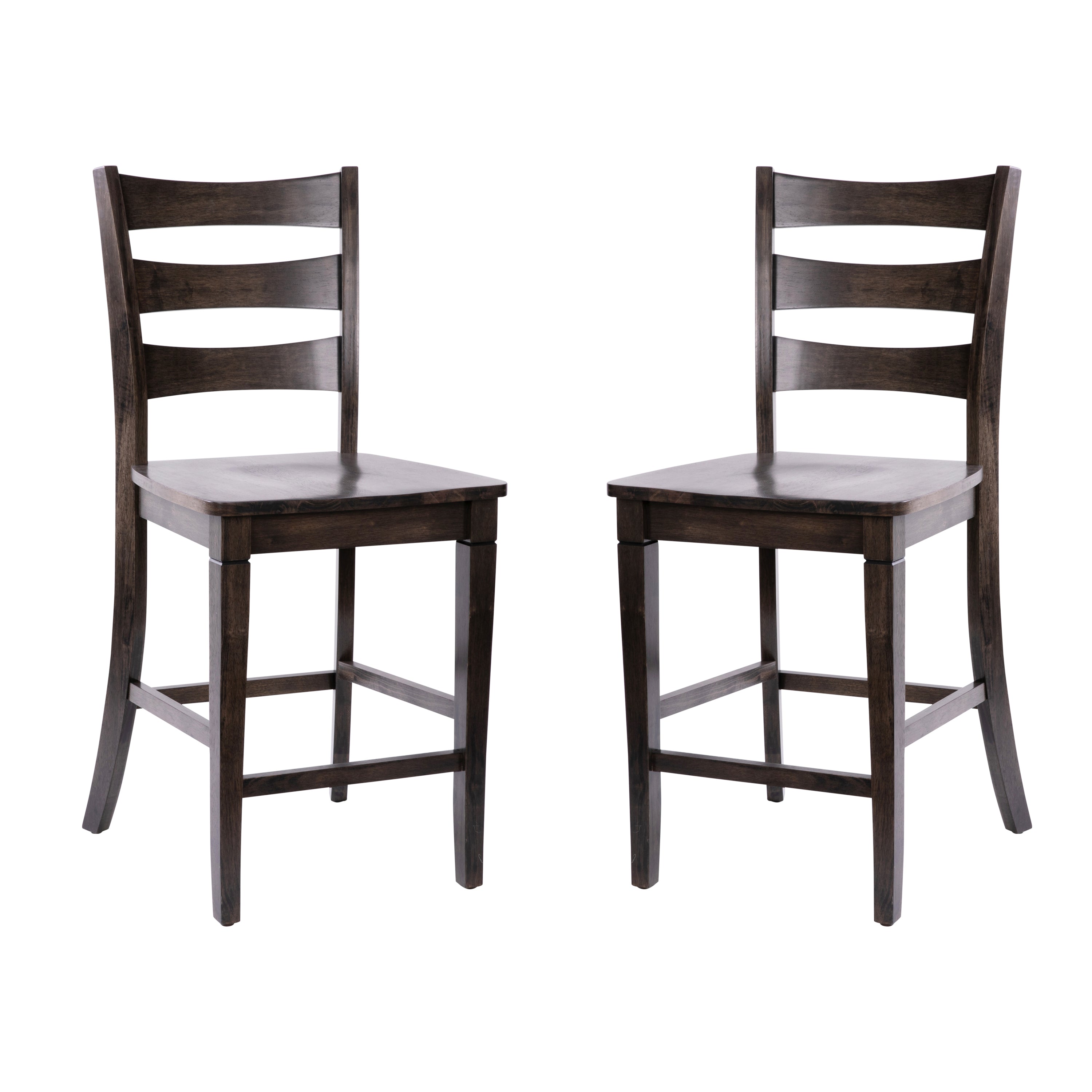 Liesel Set of 2 Wooden Classic Ladderback Counter Height Barstool with Solid Wood Seat