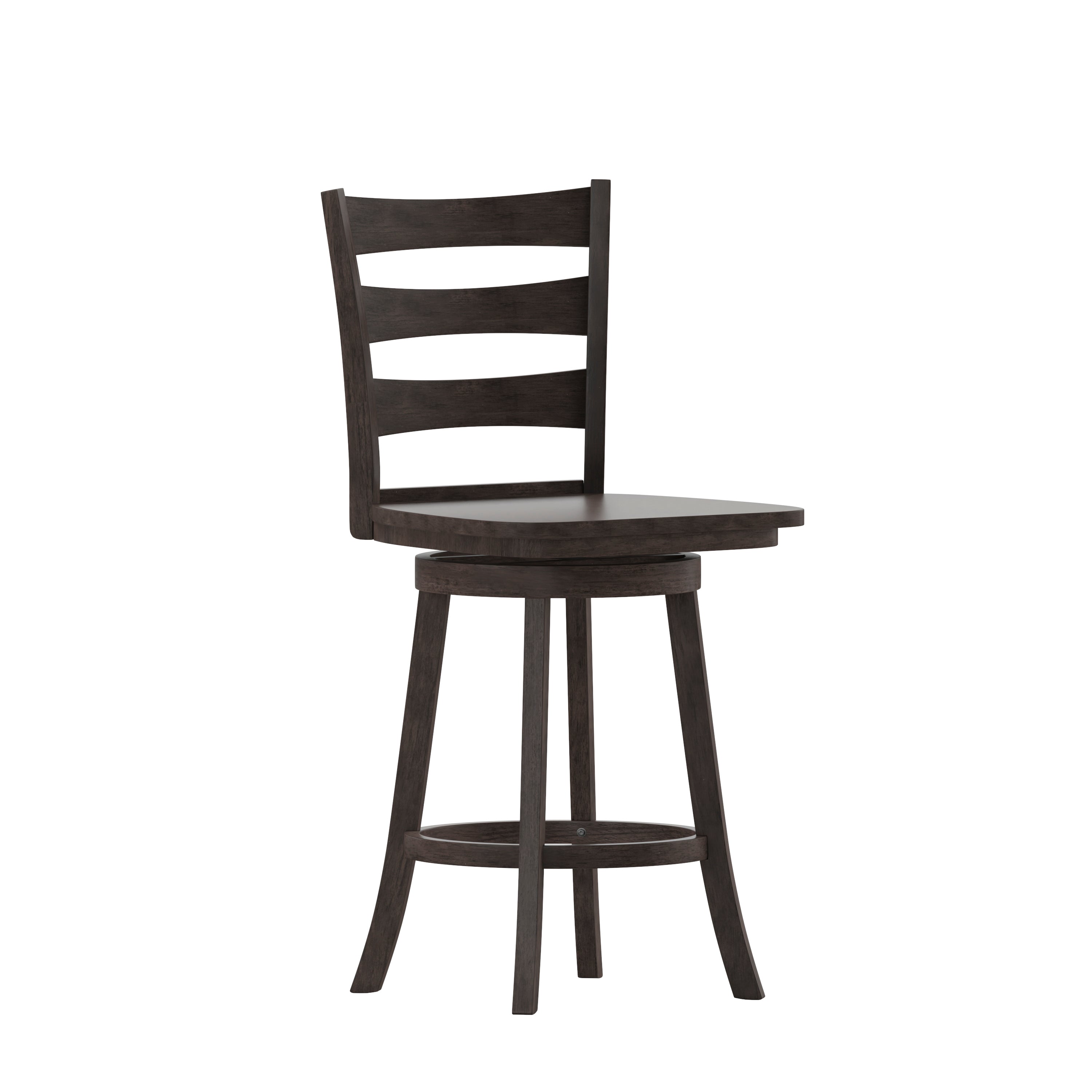Liesel Wooden Classic Ladderback Swivel Counter Height Barstool with Solid Wood Seat