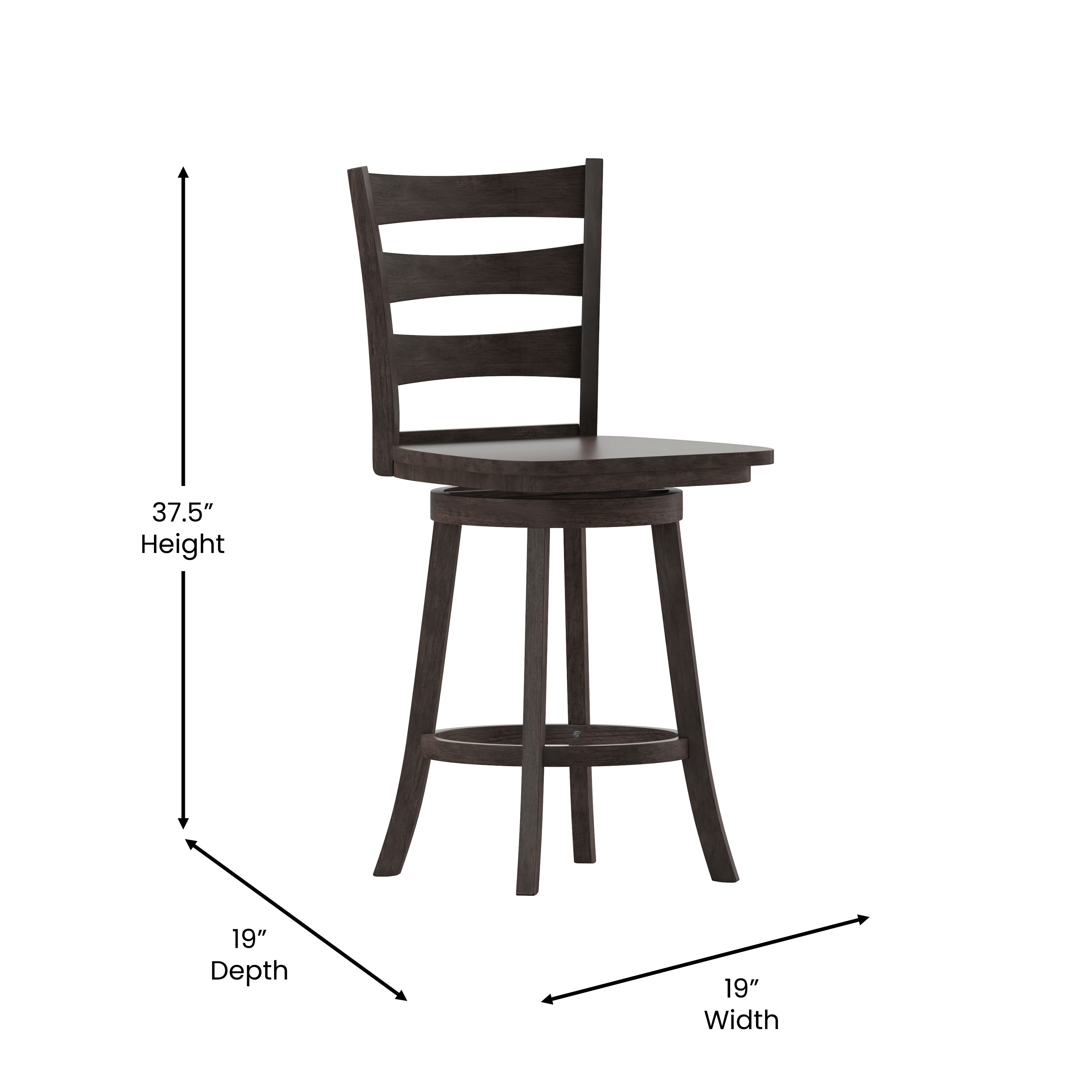 Liesel Wooden Classic Ladderback Swivel Counter Height Barstool with Solid Wood Seat