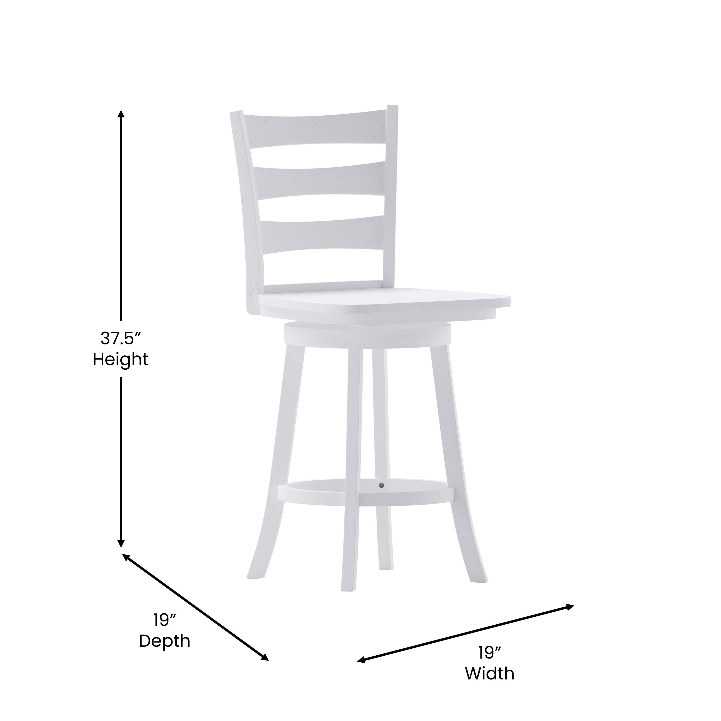 Liesel Wooden Classic Ladderback Swivel Counter Height Barstool with Solid Wood Seat