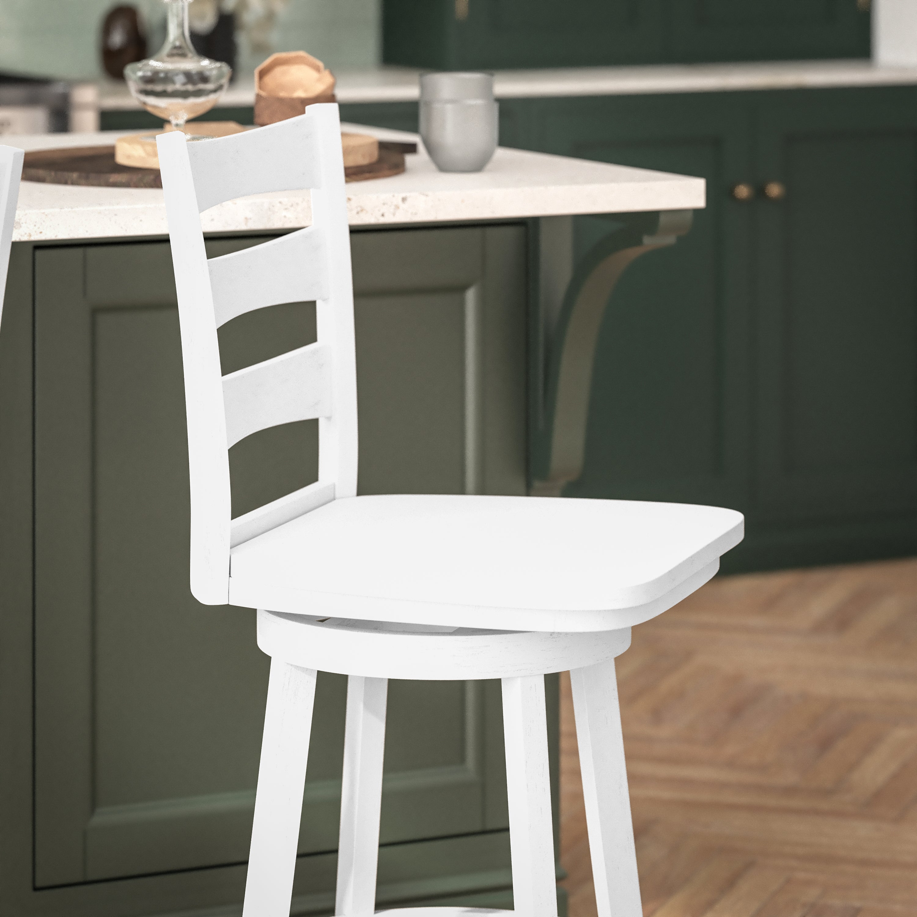 Liesel Wooden Classic Ladderback Swivel Counter Height Barstool with Solid Wood Seat