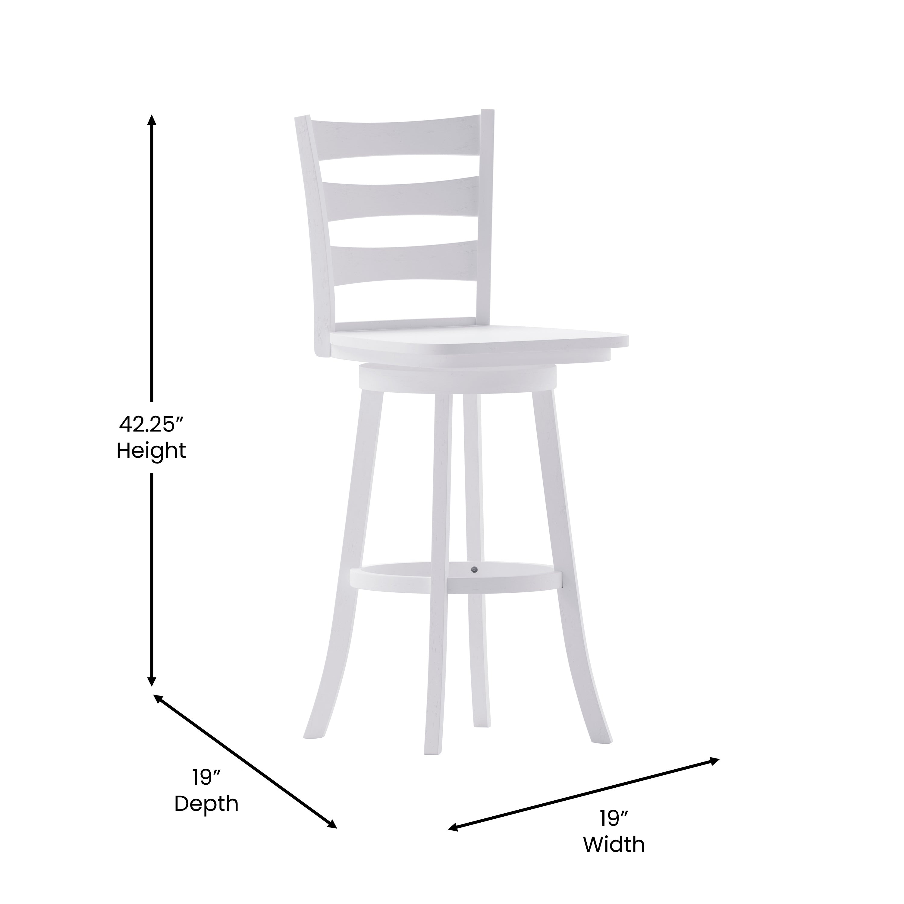Liesel Wooden Classic Ladderback Swivel Bar Height Barstool with Solid Wood Seat