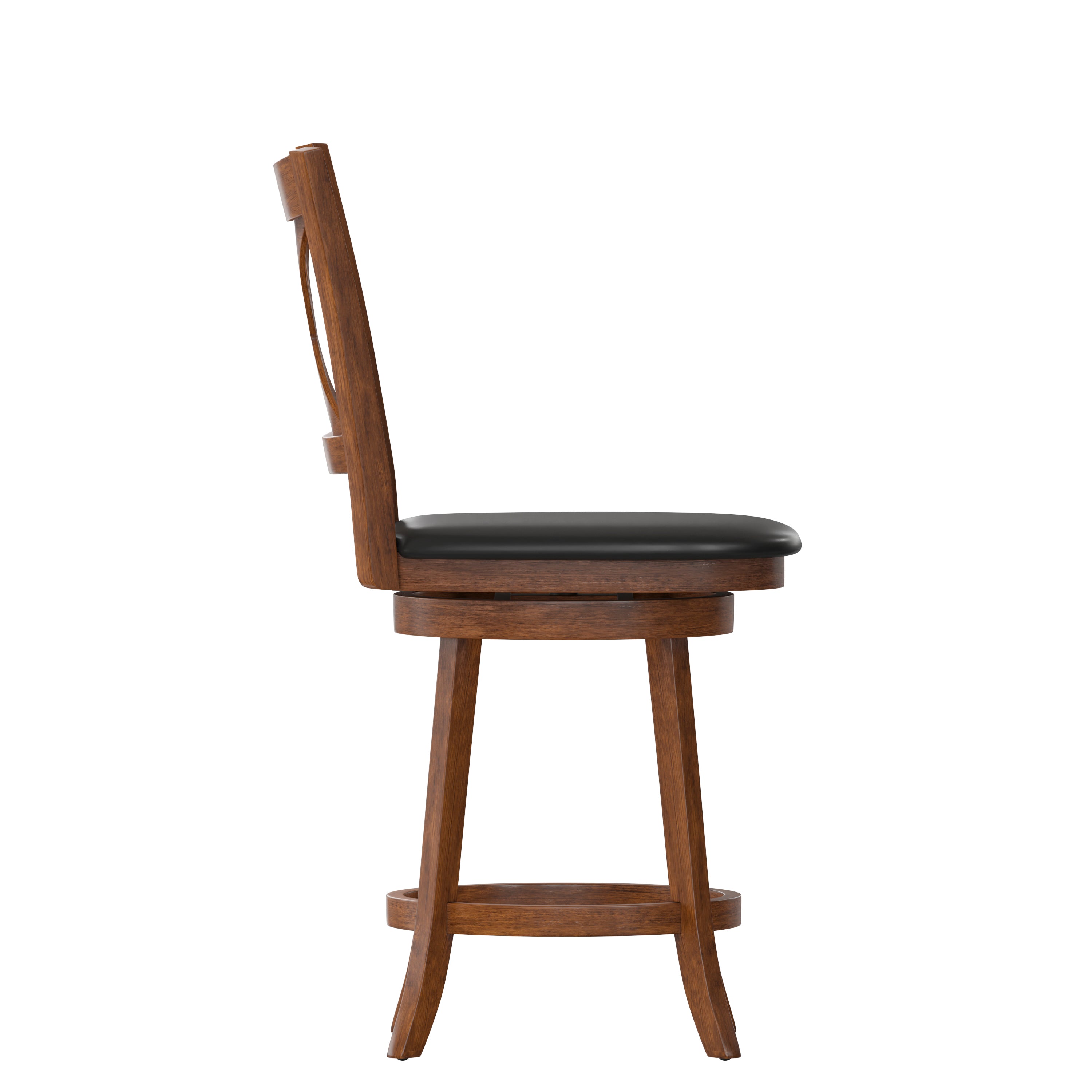 Felicity Wood Classic Crossback Swivel Counter Height Barstool with Padded, Upholstered Seat