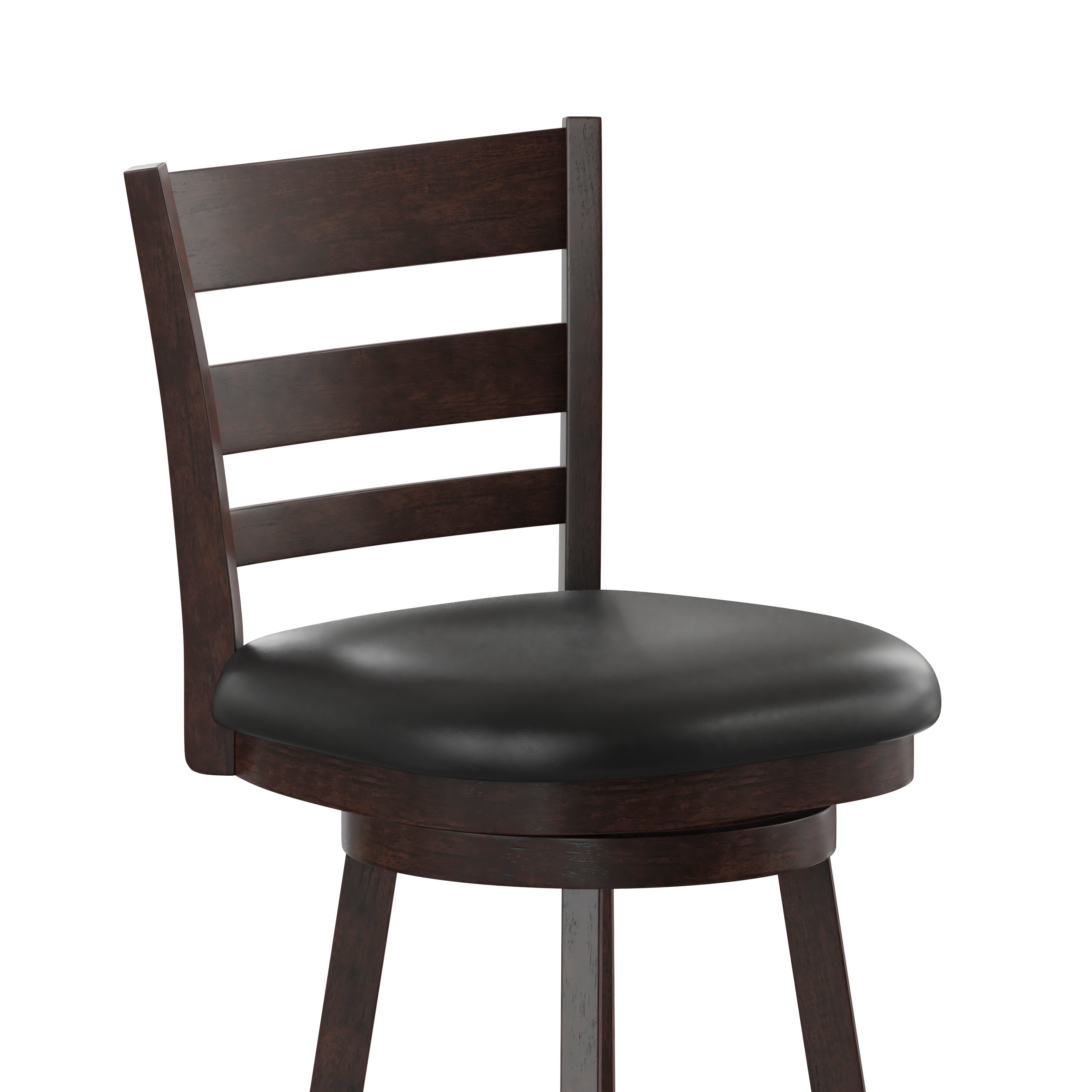 Zerrick Wood Classic Ladderback Swivel Counter Height Barstool with Padded, Upholstered Seat