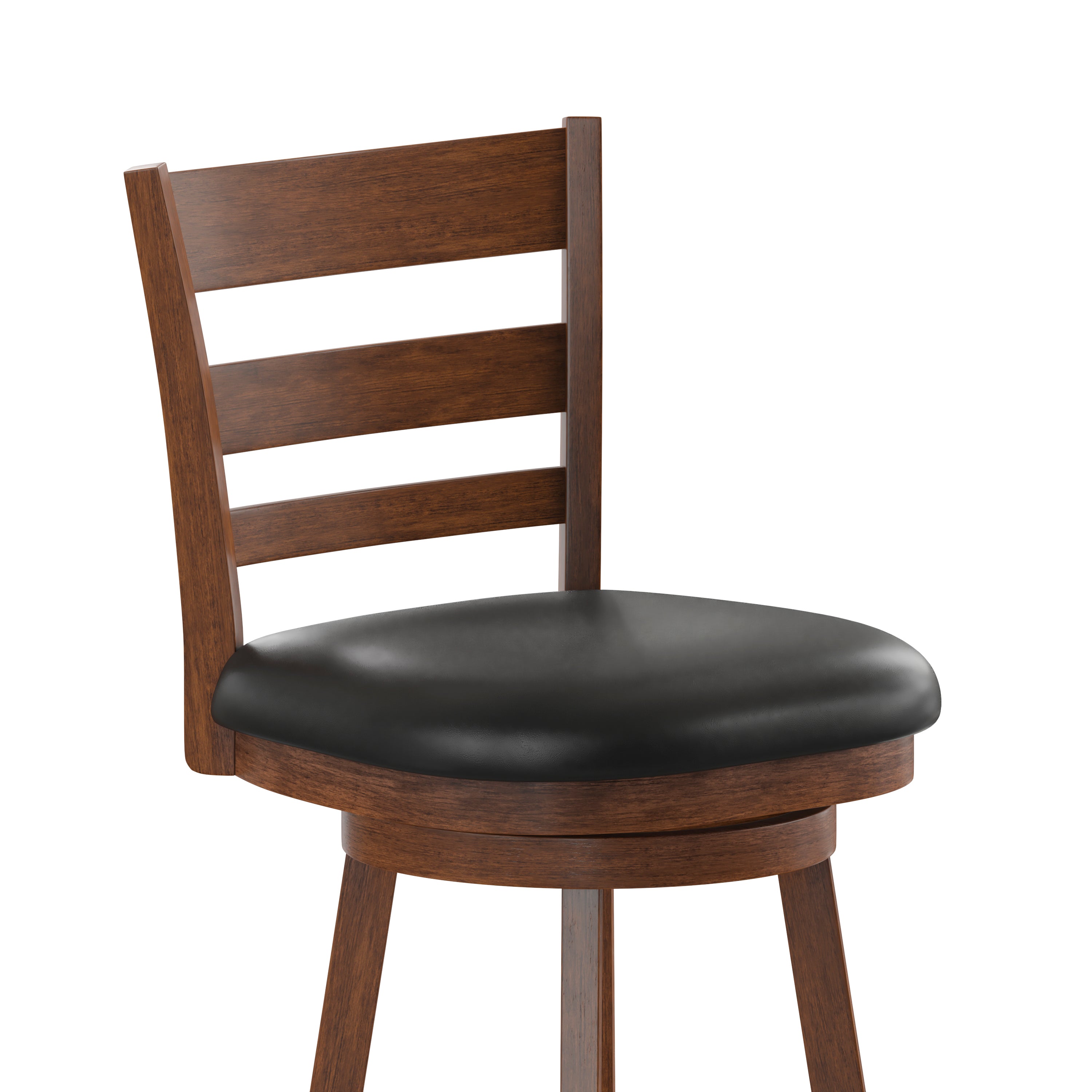 Zerrick Wood Classic Ladderback Swivel Counter Height Barstool with Padded, Upholstered Seat