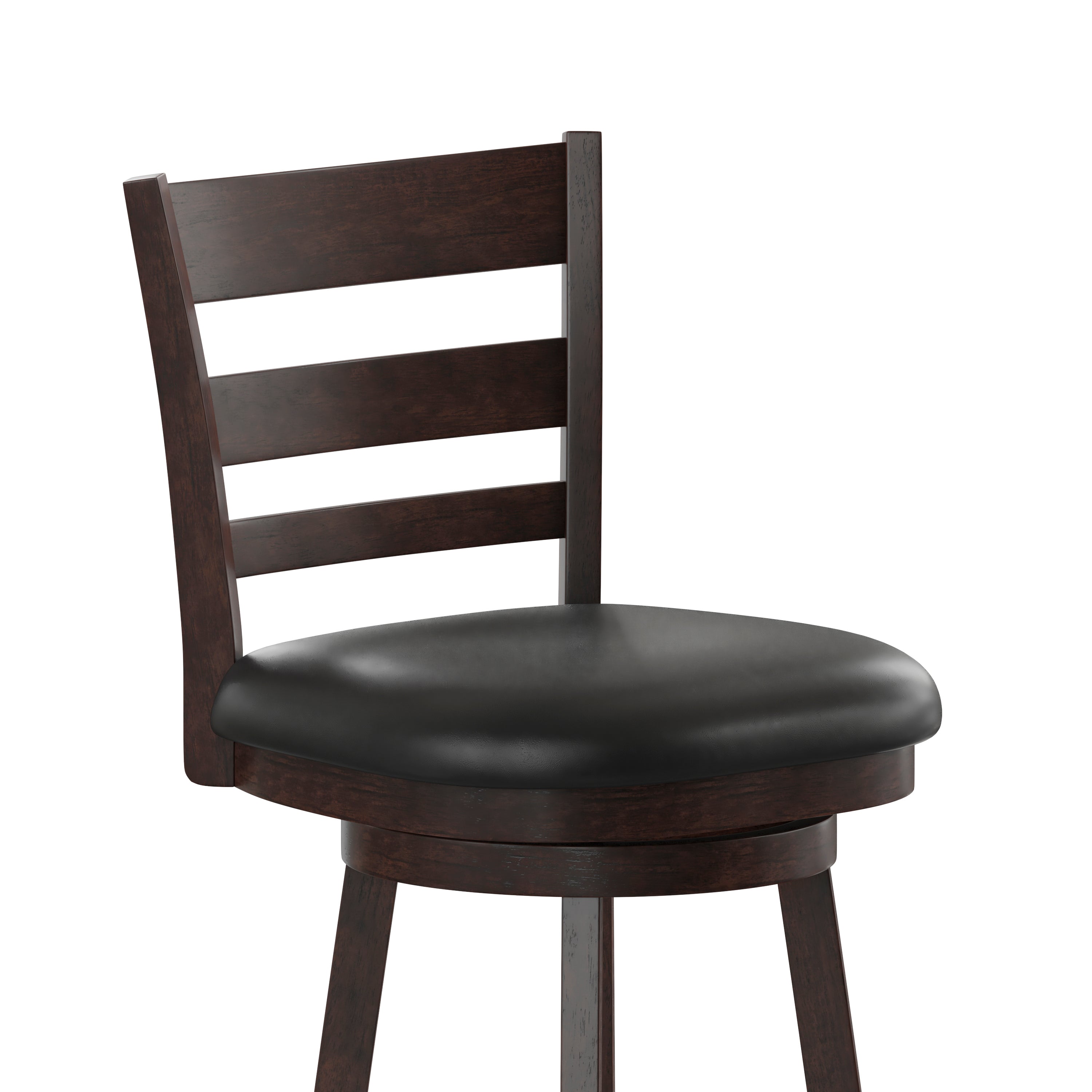 Zerrick Wood Classic Ladderback Swivel Bar Height Barstool with Padded, Upholstered Seat