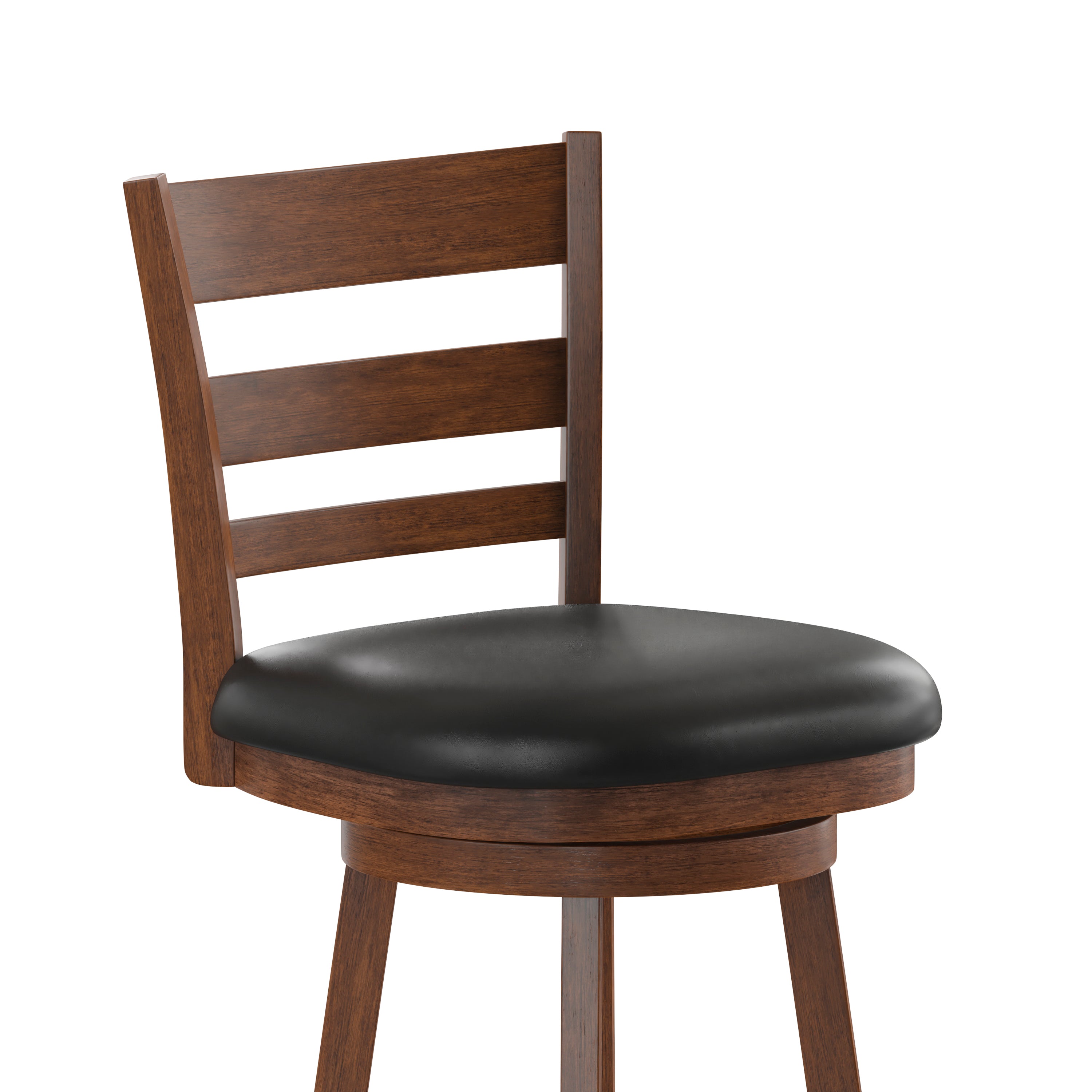 Zerrick Wood Classic Ladderback Swivel Bar Height Barstool with Padded, Upholstered Seat