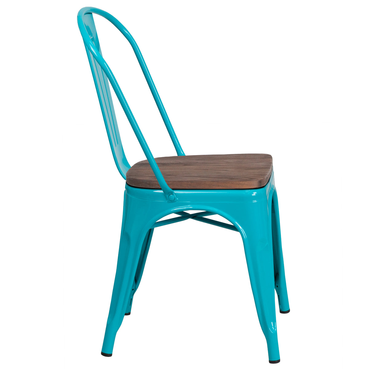 Metal Stackable Chair with Wood Seat