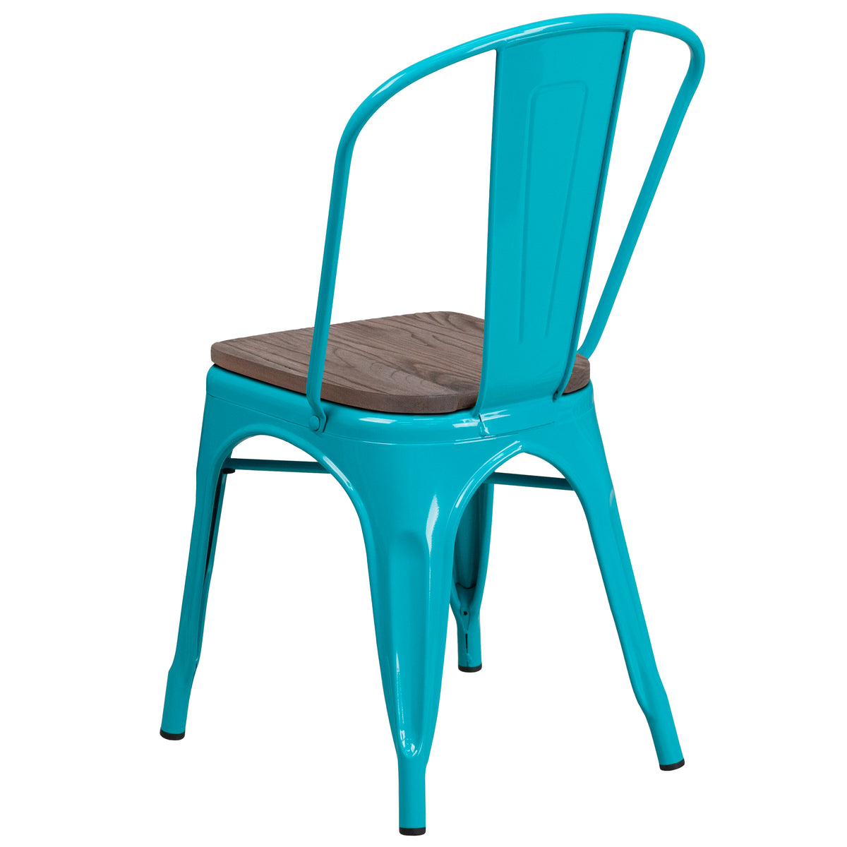 Metal Stackable Chair with Wood Seat