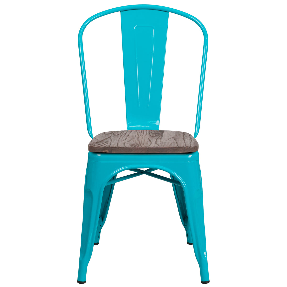Metal Stackable Chair with Wood Seat