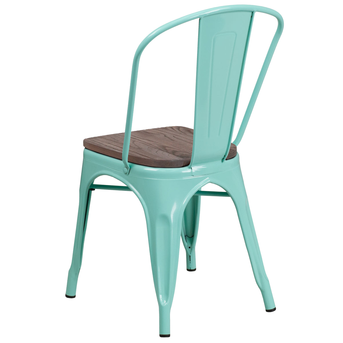 Metal Stackable Chair with Wood Seat