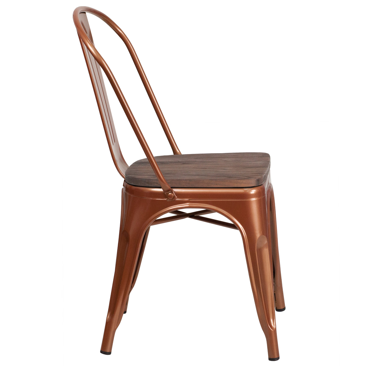 Metal Stackable Chair with Wood Seat