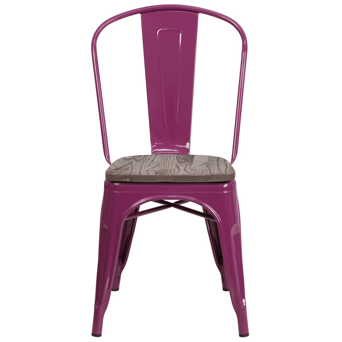 Metal Stackable Chair with Wood Seat