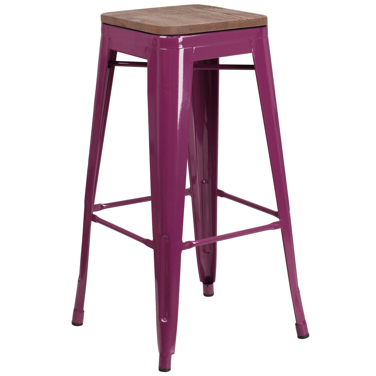 30" High Backless Barstool with Square Wood Seat