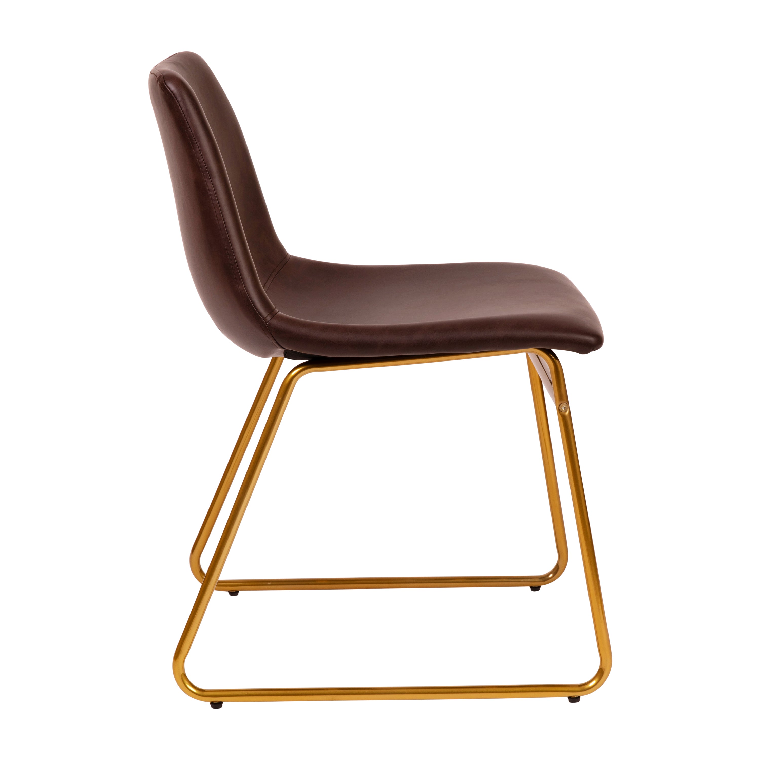 18 Inch Dining Table Height Chair, Mid-Back Sled Base Dining Chair in LeatherSoft Upholstery, Set of 2