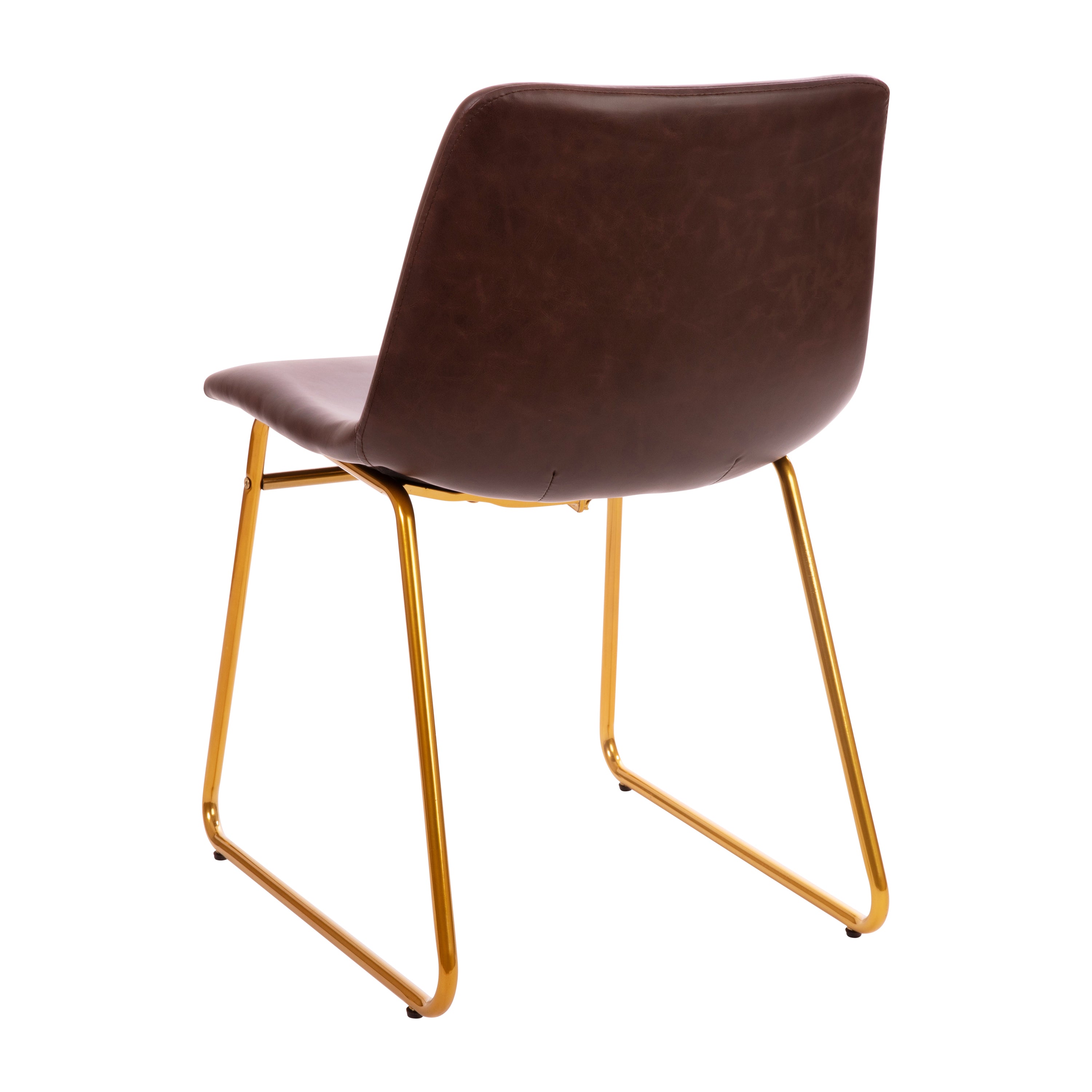 18 Inch Dining Table Height Chair, Mid-Back Sled Base Dining Chair in LeatherSoft Upholstery, Set of 2
