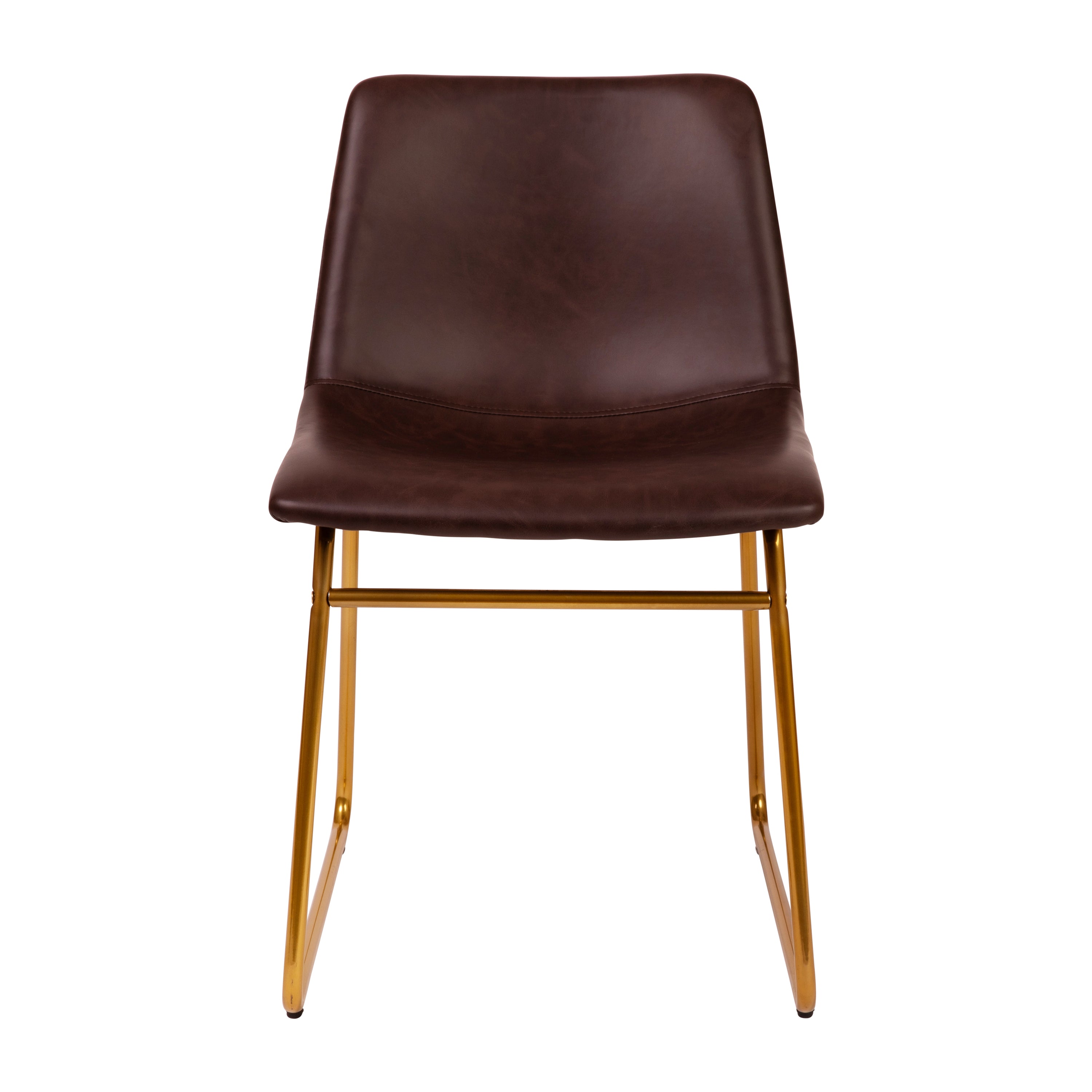 18 Inch Dining Table Height Chair, Mid-Back Sled Base Dining Chair in LeatherSoft Upholstery, Set of 2