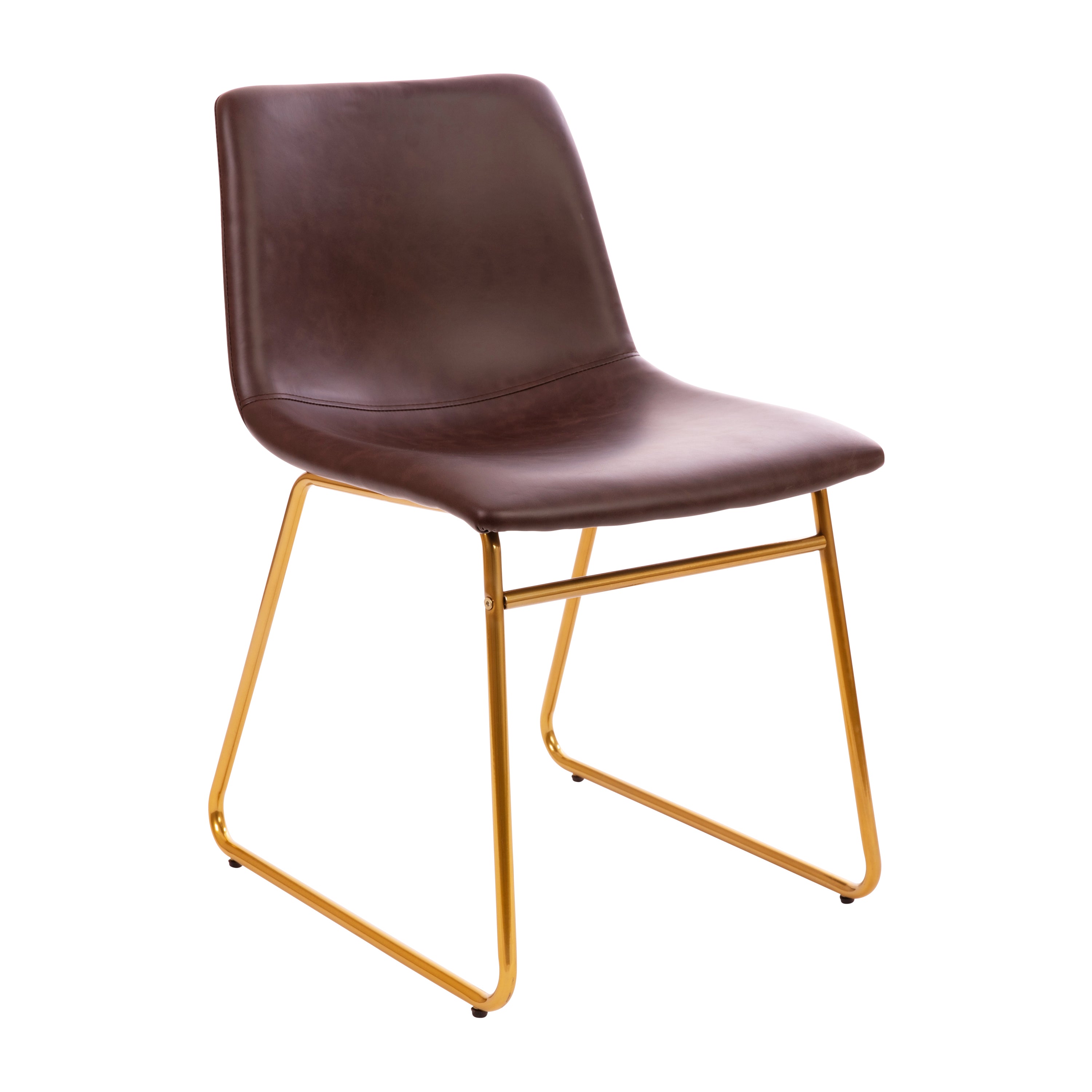 18 Inch Dining Table Height Chair, Mid-Back Sled Base Dining Chair in LeatherSoft Upholstery, Set of 2