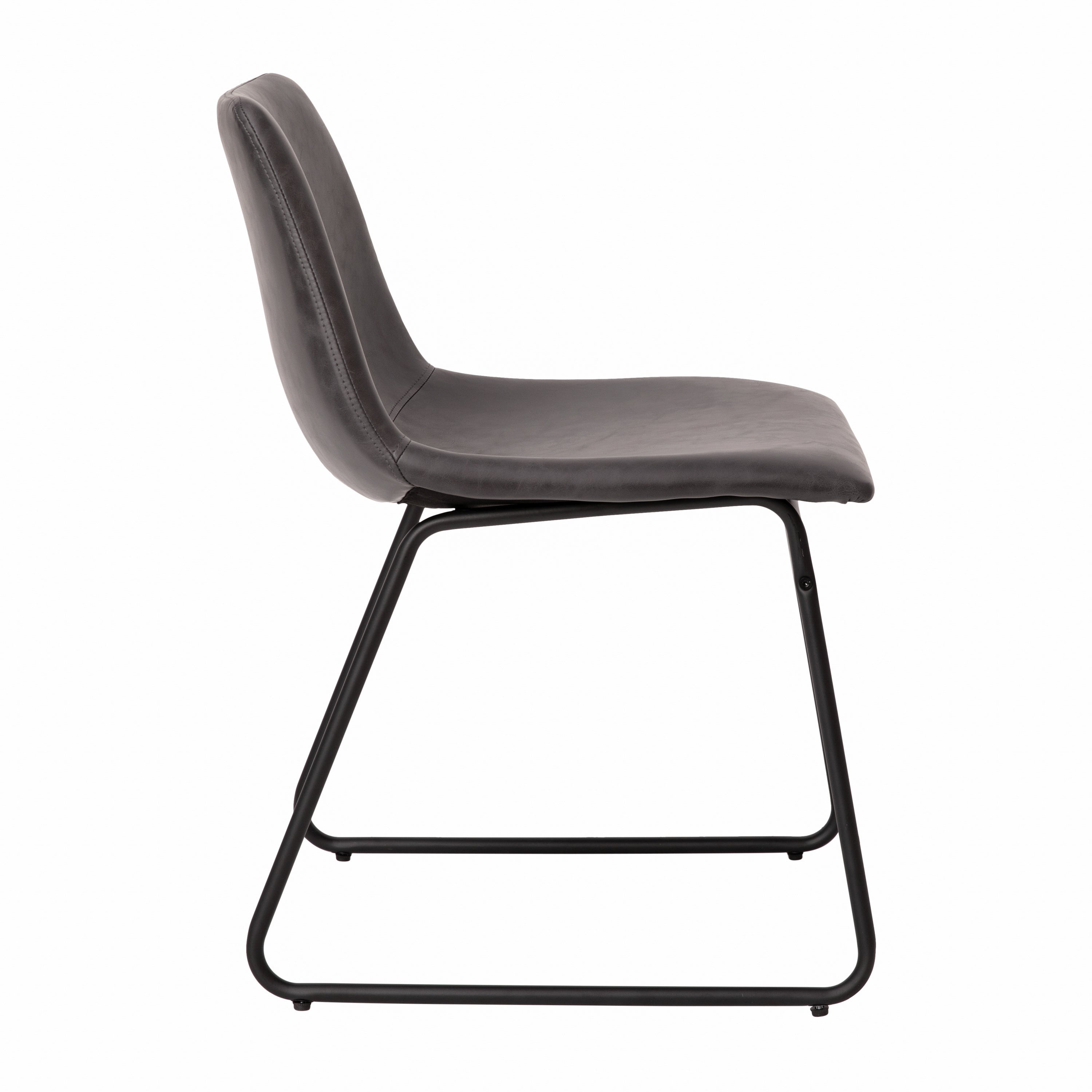 18 Inch Dining Table Height Chair, Mid-Back Sled Base Dining Chair in LeatherSoft Upholstery, Set of 2